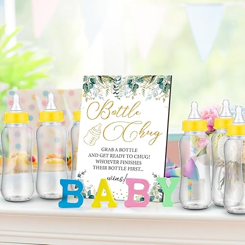 Miniatura 2 de Juegos de baby shower, letrero de madera para bebé, juegos de regalo para bebé, regalos de fiesta de revelación de género y 12 biberones para baby