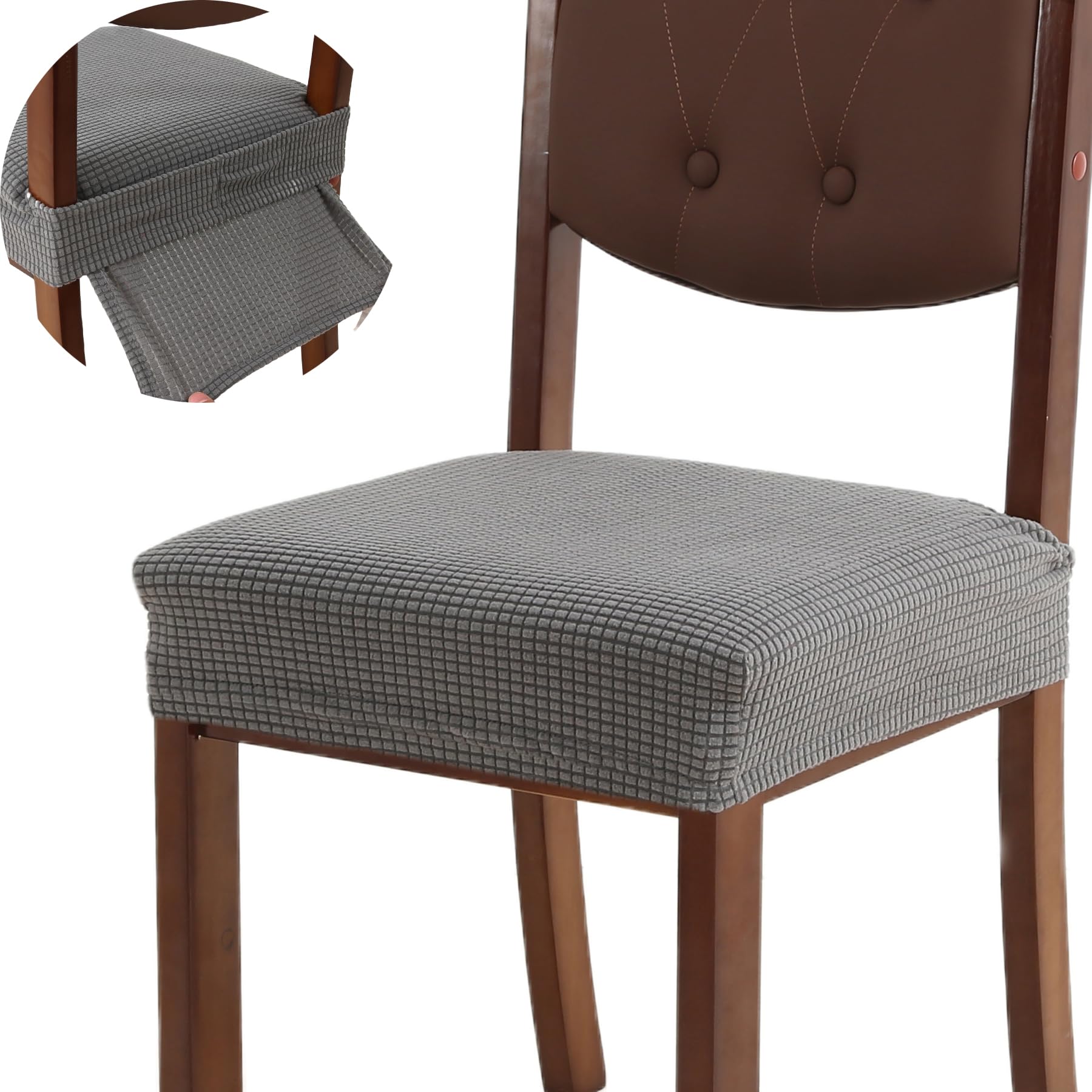 NDMMSO Dining Room Chair Seat Covers Set of 4, Stretch Jacquard Removable Washable Chair Seat Slipcovers,Kitchen Seat Cushions Seat Cover Protector with Rear-Covered