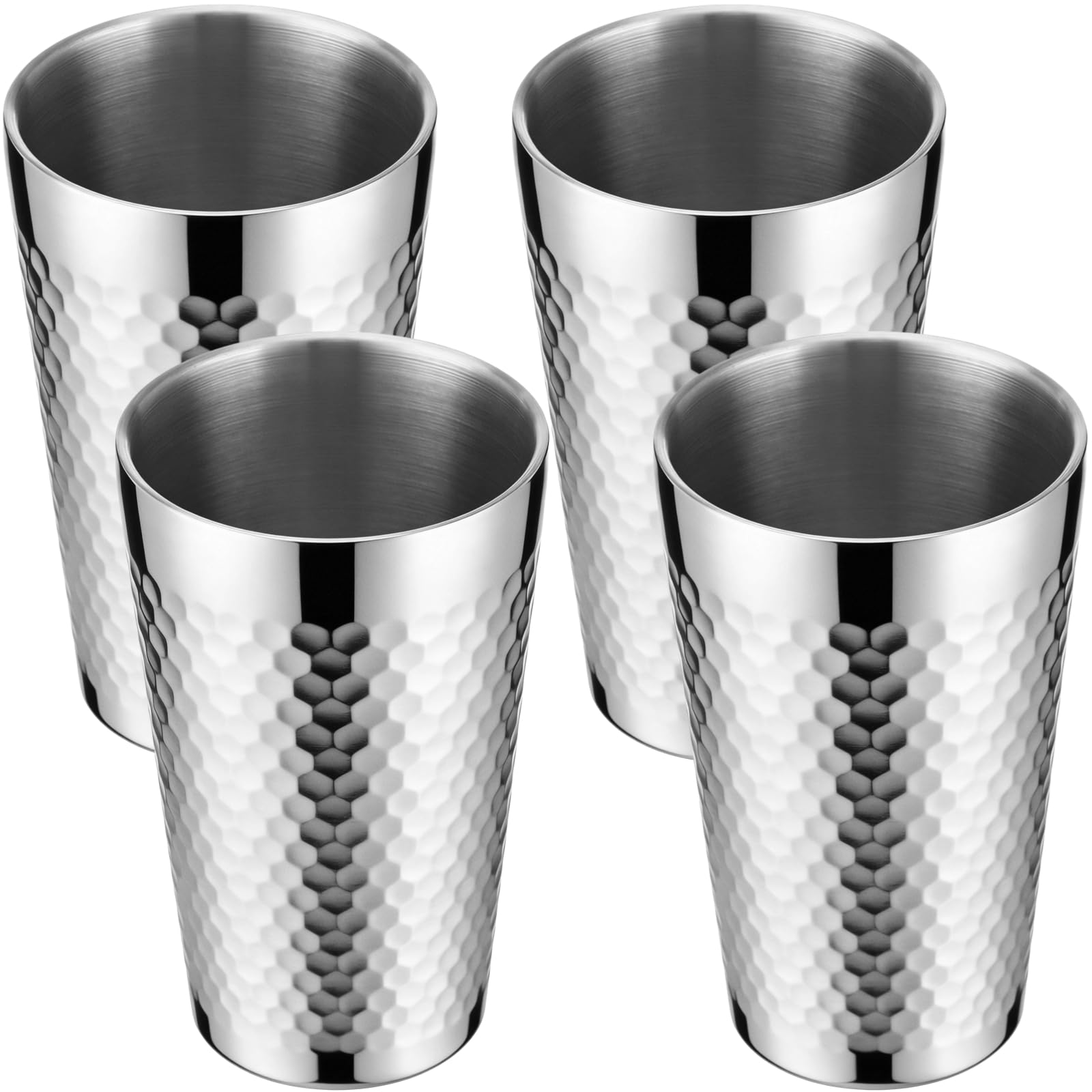 4 Stück Edelstahl-Pint-Becher, doppelwandige Trinkbecher, unzerbrechliche Metallbecher für heiße und kalte Getränke, wiederverwendbare Getränkebehälter für Zuhause, Camping, Picknick, Küche