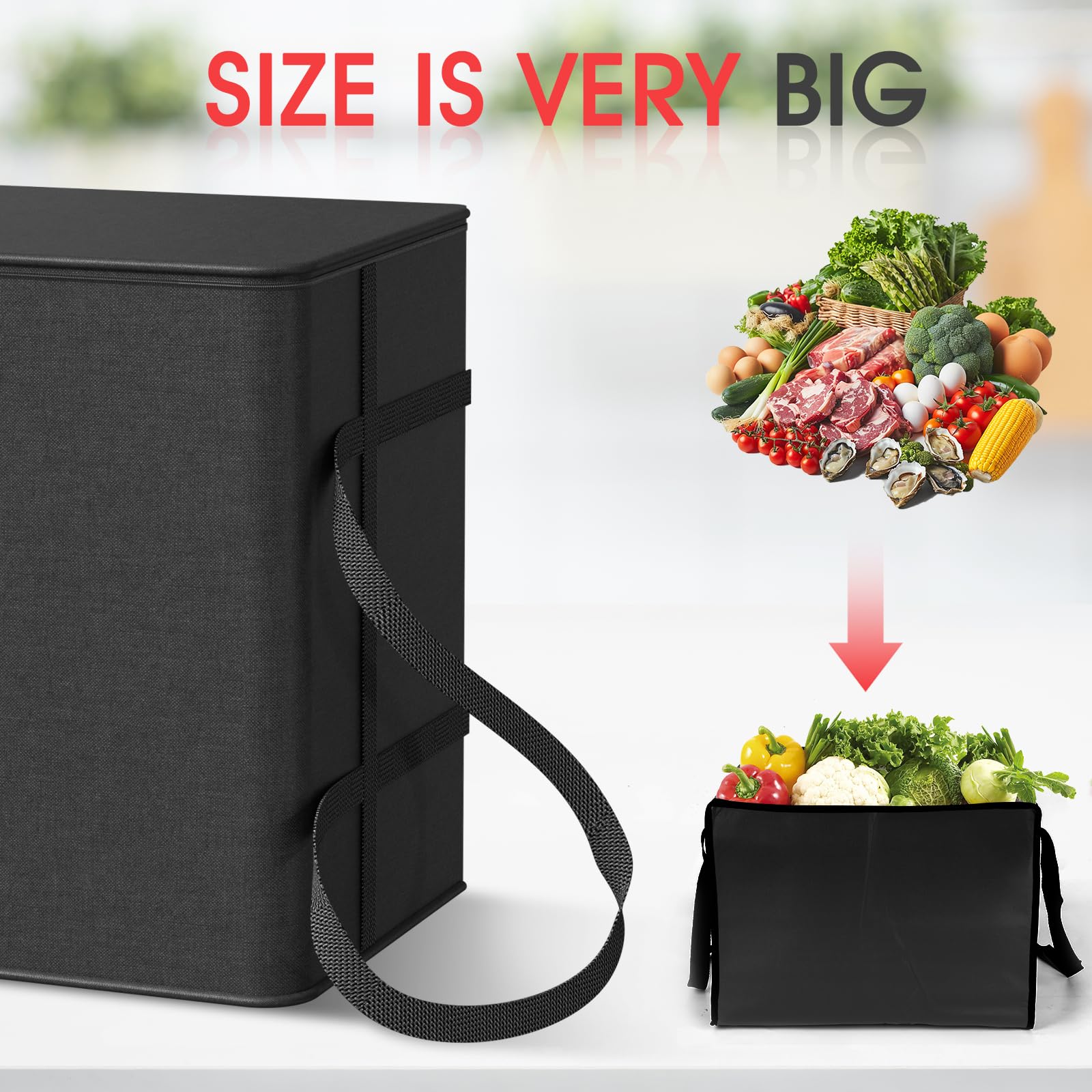 3 Stück Isolierte Pizza Liefertasche Groß, 50x50x35/20/15cm, Isolierte Kühltasche, Pizza Wärmer Tasche Lebensmittel Tasche Thermo