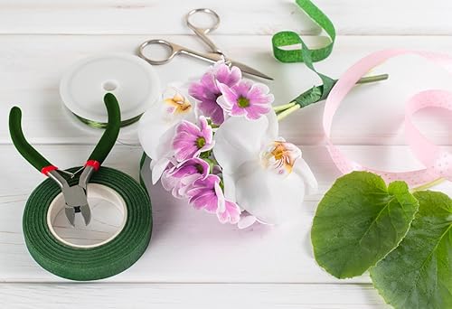 Miniatura 7 de Paxcoo - Kit de herramientas de arreglo de tallo floral con cortador de alambre cintas florales verdes calibre 26 y alambre de paleta de calibre 22