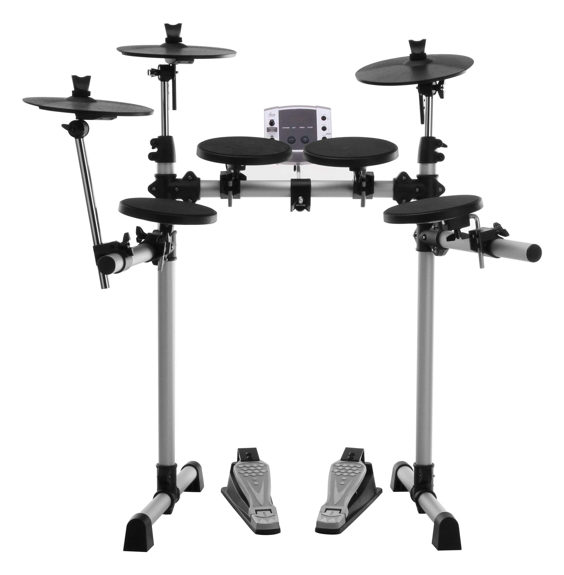 XDrum DD-400 Set De Batería Electrónica, 4 Pads De Batería, MIDI Out | 3 Pads De Platillo, Pedal De Control Hi-Hat Y Pedal De Bombo, Módulo De Sonido Con 108 Voces, 10 Kits Preestablecidos, Aux In