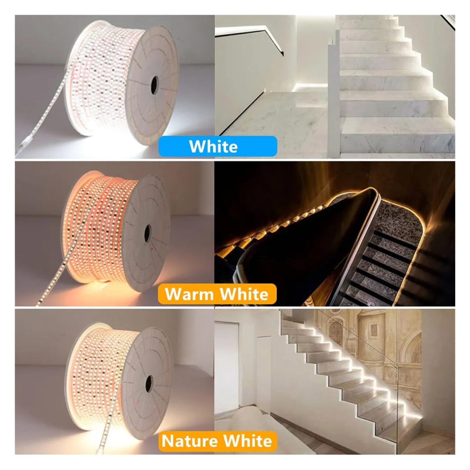 Nastro flessibile a densità multipla for strisce LED IP67 220V 2835(Warm White,120LEDS ONE METERS_18M)
