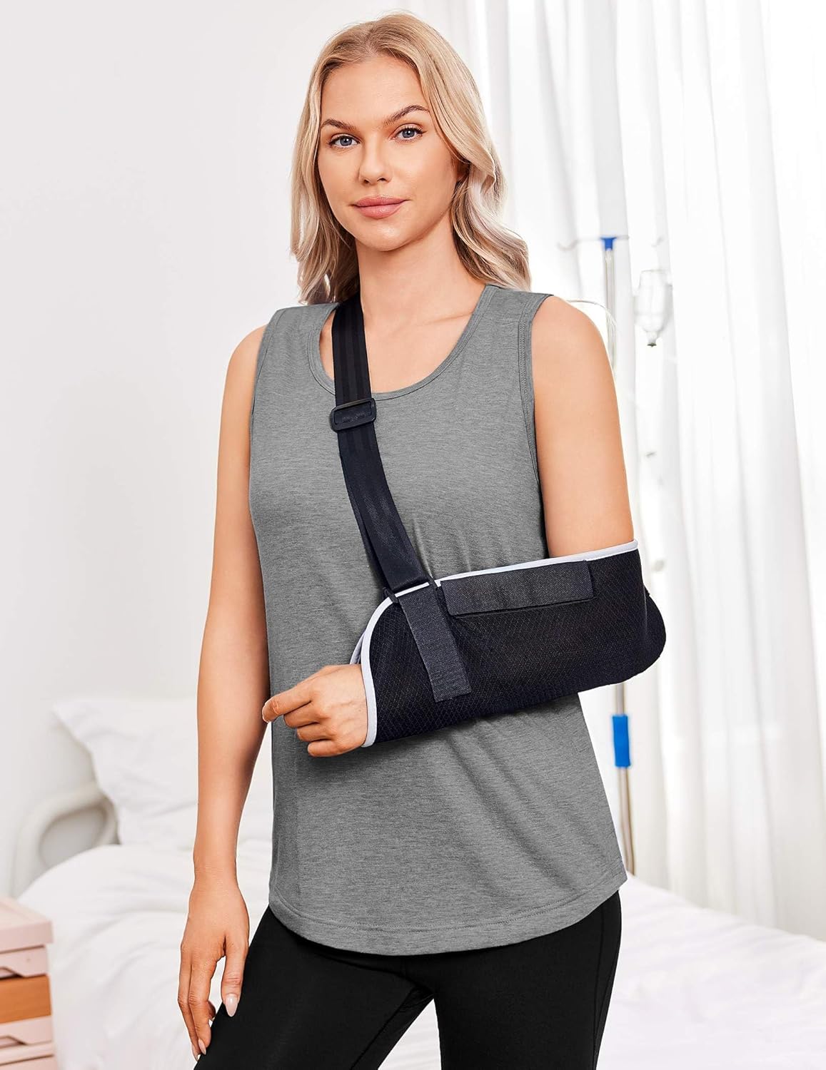 Deyeek Unisex Post Surgery Shirts Shoulder Mastectomy Recovery Tank Tops with Drain Pockets Adaptive Rotator Cuff Magic Tape - Image 4