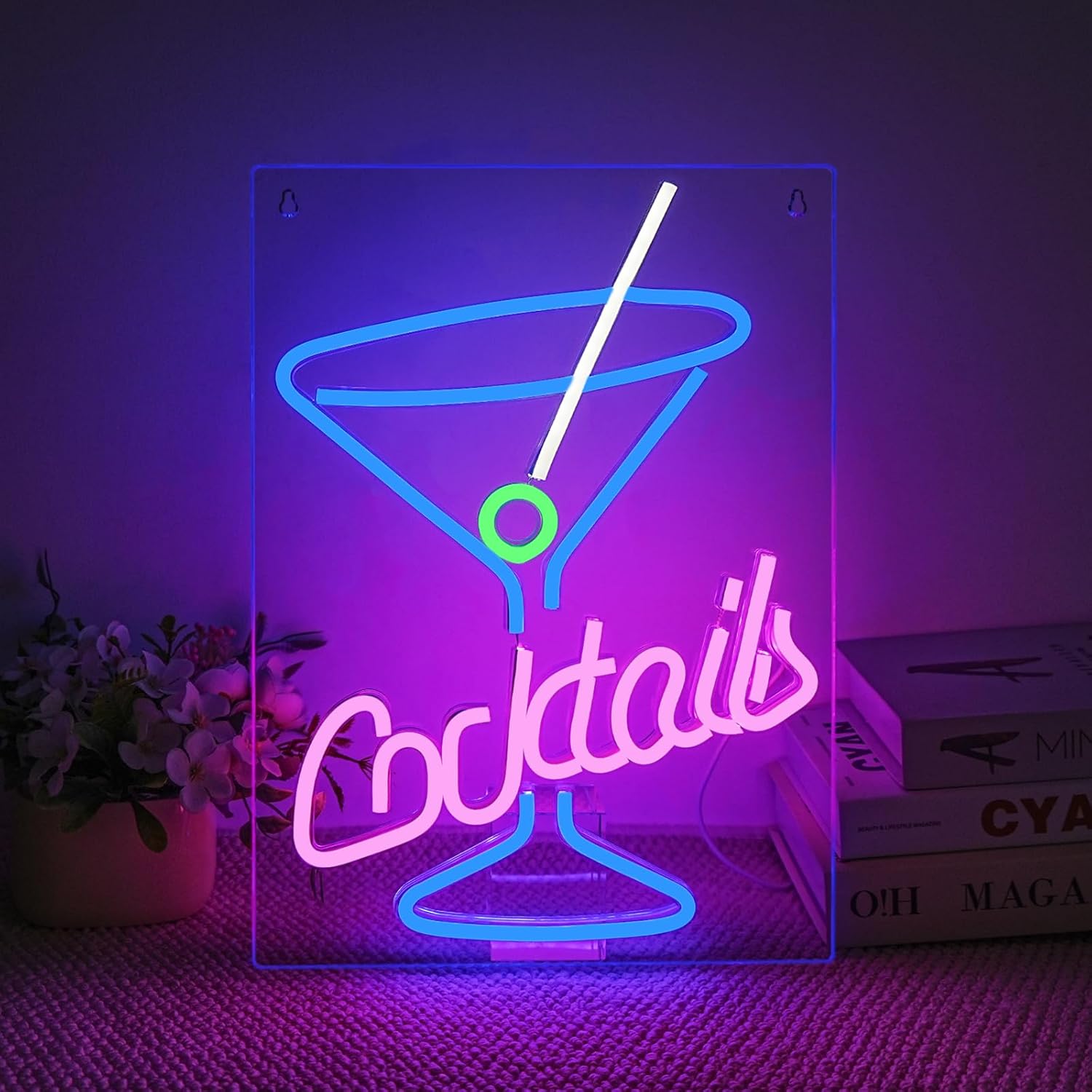 YUNYODA Planet Neon Signs - Letreros De Neón Con Base LED Lámpara De