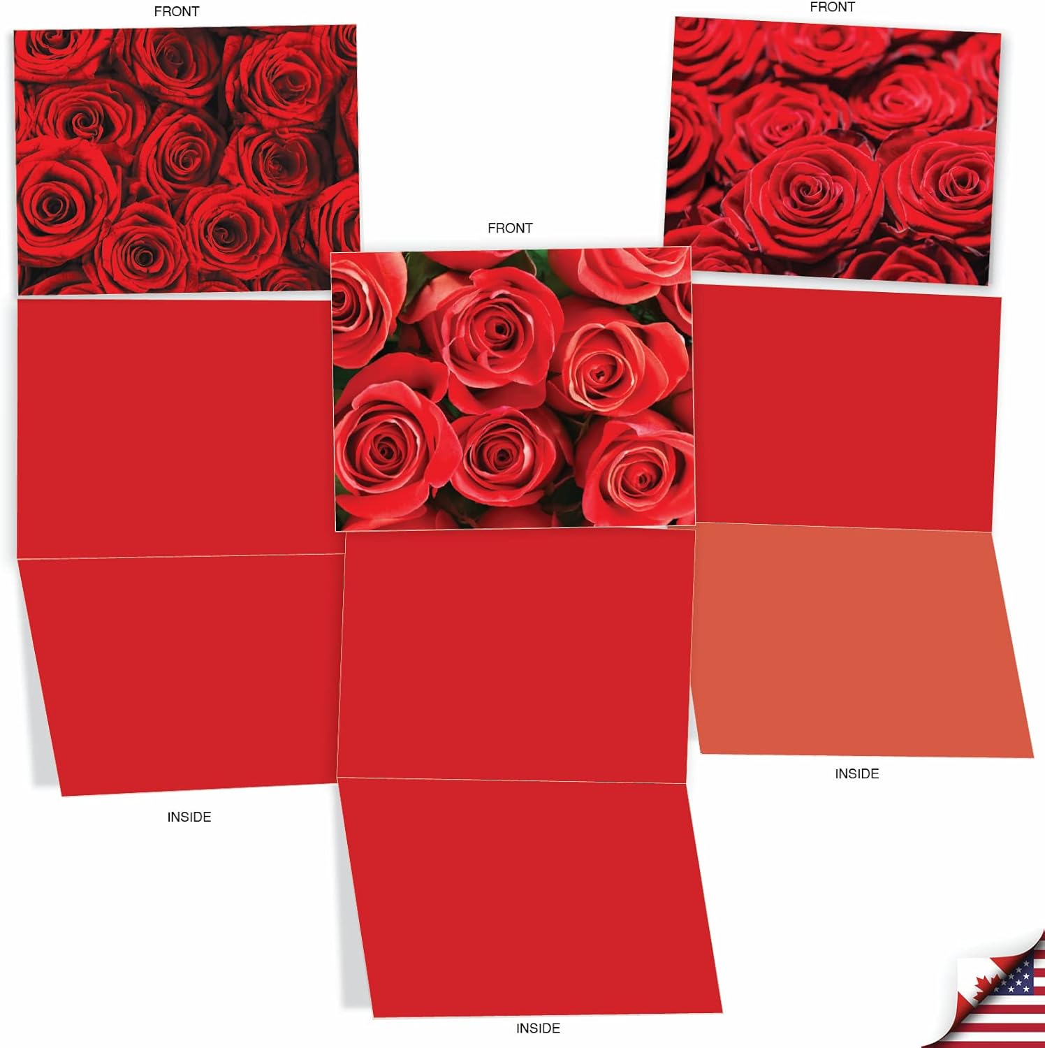 The Best Card Company - 10 Blank Note Cards with Flowers (4 x 5.12 Inch) - Floral Notecards, All Occasion Boxed Assortment - Roses are Red M3088 - Image 3