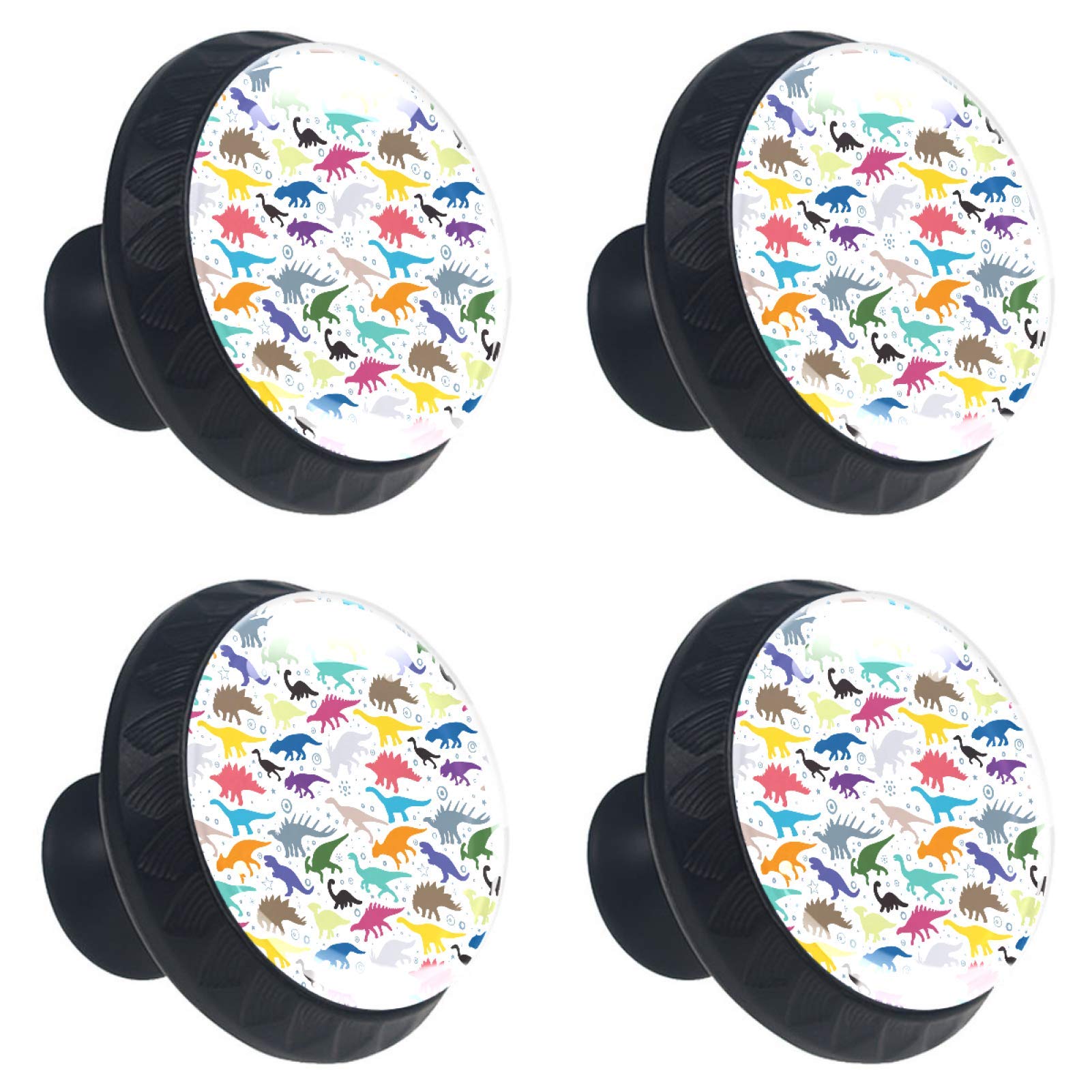 Bouton de meuble dinosaure en verre coloré de 30 mm pour placard et tiroir de cuisine (Lot de 4)