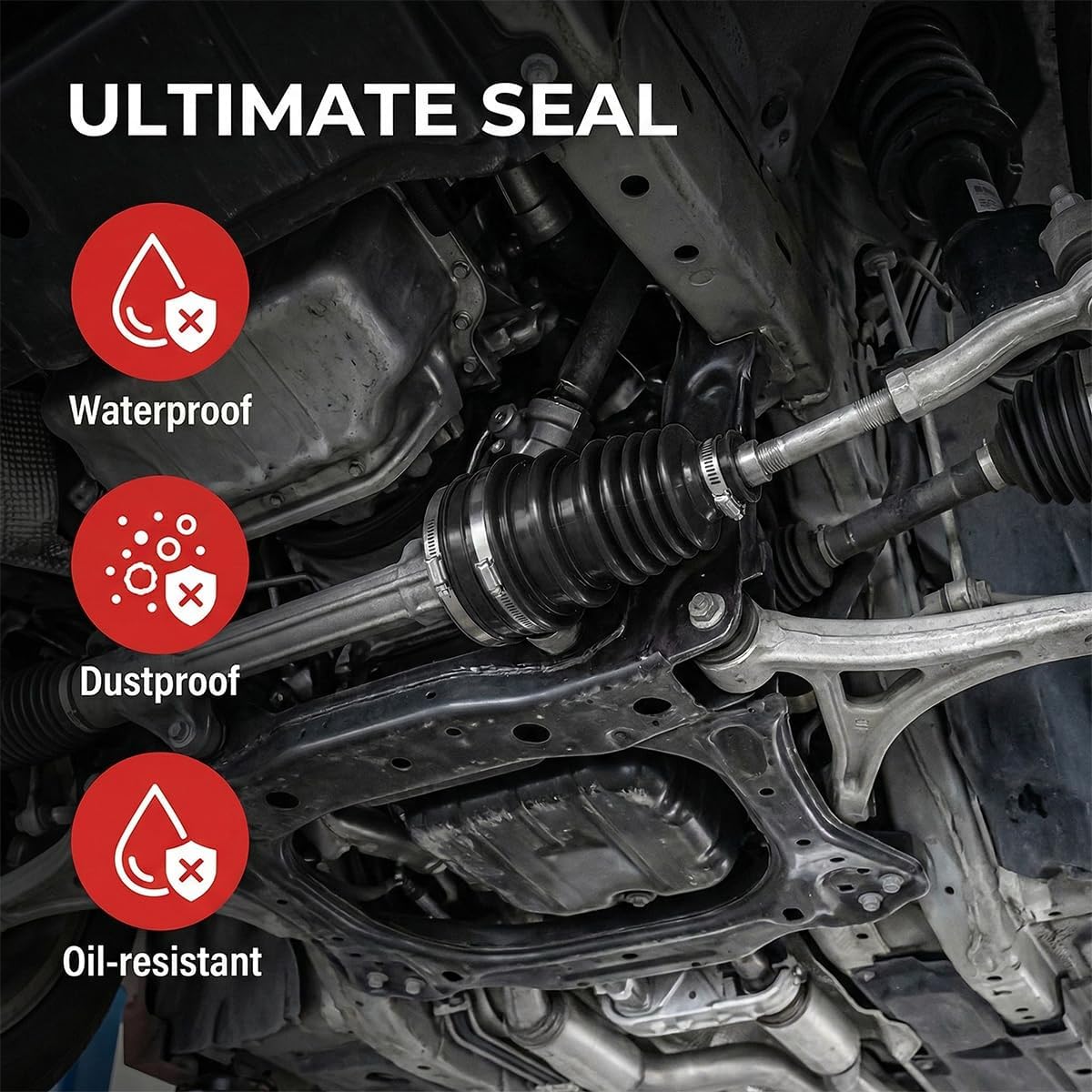 Car CV Boot, Rubber Waterproof Dustproof Vehicle CV Axle Boot Joint Repair Kit with 4 Clamps, Automotive Replacement Accessories, Universal for SUV Motorhome Truck (Black)