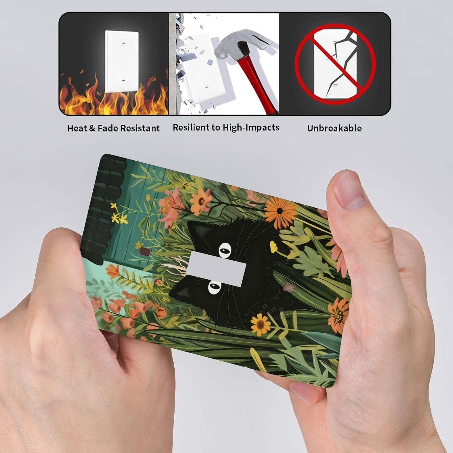 Floral Light Switch Cover Plate 1 Gang Single Rocker Switch Wall Plate, Decorative Black Cat Garden Outlet Cover, Nature Cottagecore Aesthetic PC Electrical Wall Plate Decor image 5