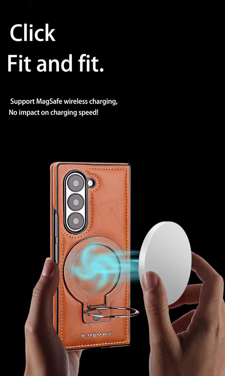 Leather for Samsung Galaxy Z Fold 6 Case with Metal Ring Holder, Compatible with MagSafe Luxury Leather PU Bumper Skin Friendly Anti-Fingerprint Shockproof Kickstand Case, Purple