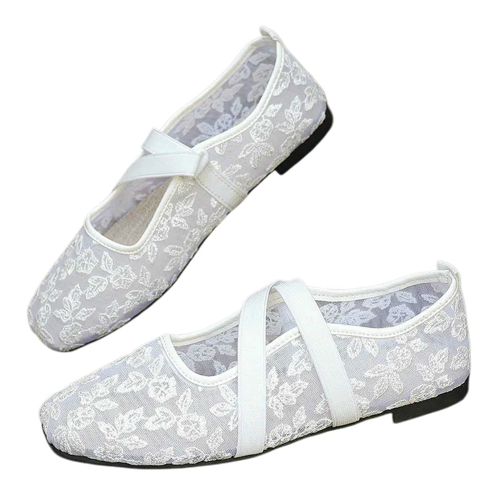 Ballerine Donna,Scarpe Mary Jane Ballerine Mary Jane da Donna in Pizzo E Rete, Traspiranti
