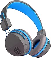 Vista 6 de JLab Auriculares de neón con cable, grafito/azul, luz de plumas, cuero ecológico ultra afelpado, controladores de 1.575 in, garantizados de por vida