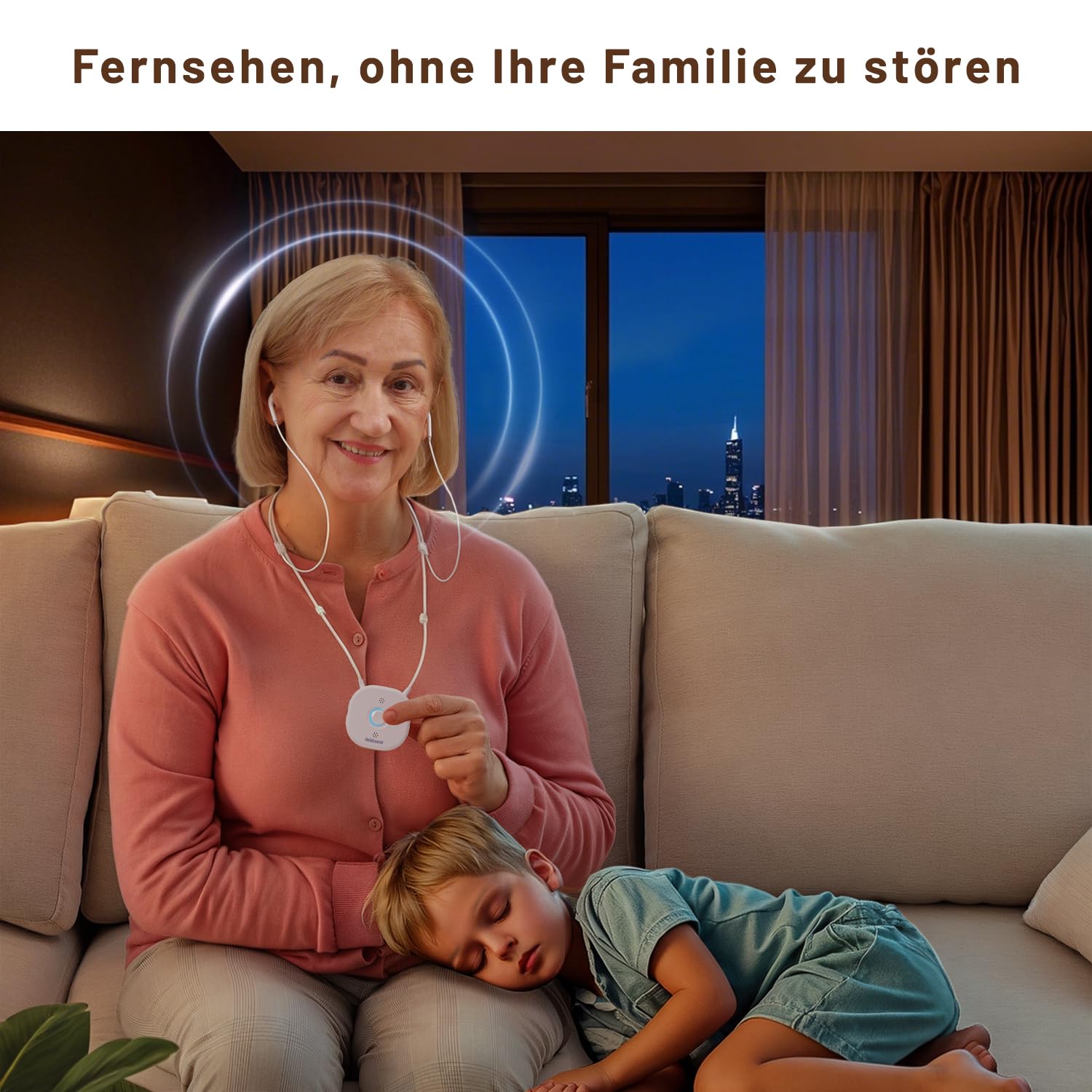 Holdsound Funkkopfhörer Kabellos für TV, Kopfhörer für Fernseher mit USB-Sender, Einfache Einrichtung für Senioren, Keine Verzögerung, 30 Meter Reichweite, 15 Std (Milchweiß)