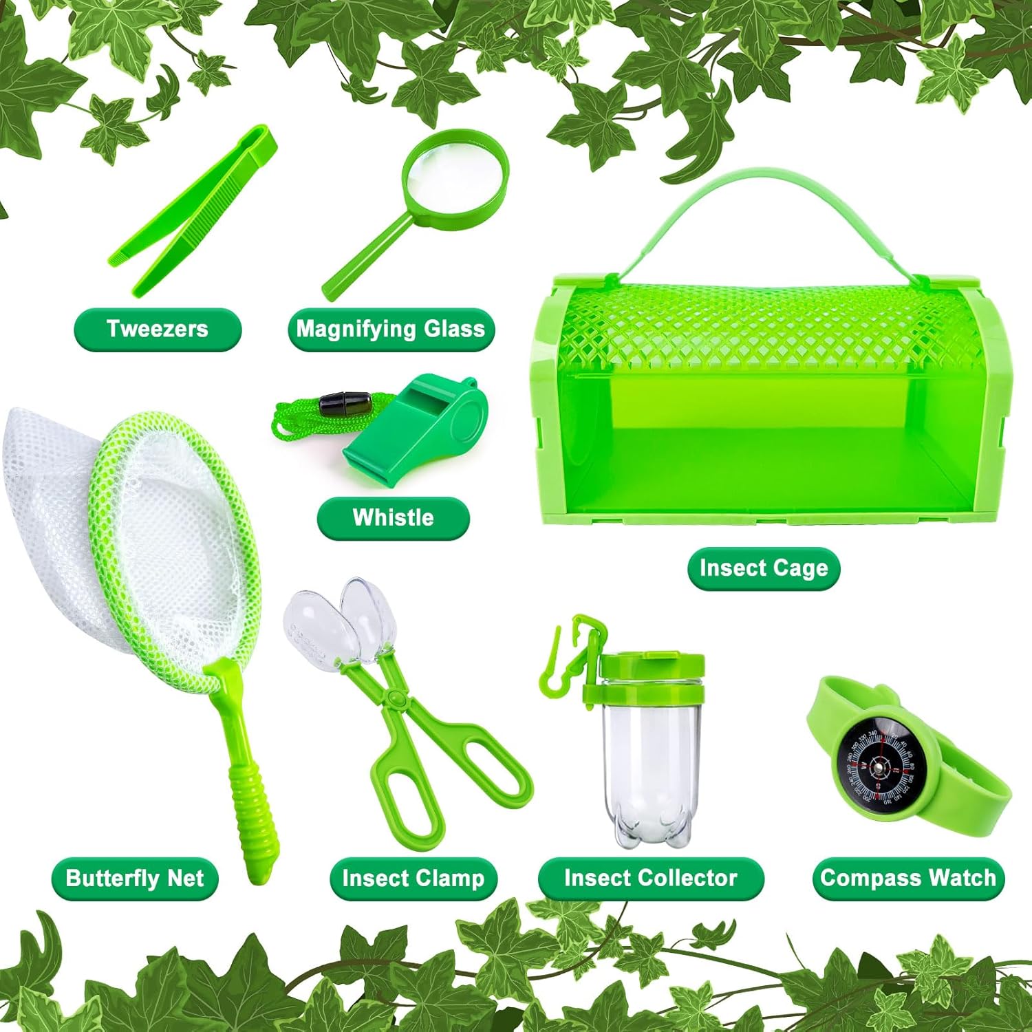 YOPINSAND Bug Catcher Kit & Outdoor Explorer Kit for Kids, 10 Pcs Bug Catching Kit with Toy Cage, Backpack, Manifying Glass, Toy Net, Outdoor Exploration Toys Gift for Boys Girls 3-12