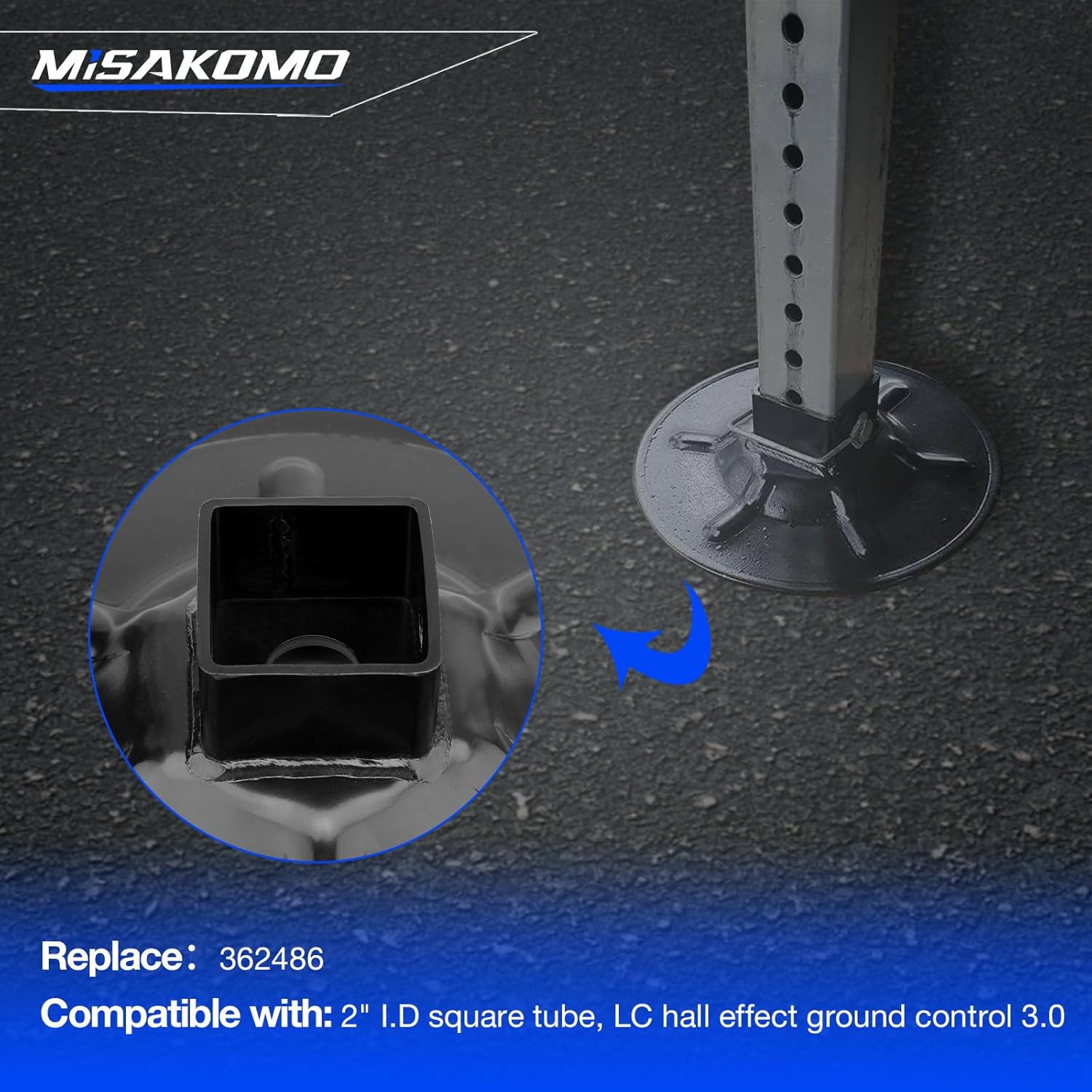 2 Packs- 362486 9" Diameter Rear Jack Foot Pads with Attachment Pins Compatible with 2" I.D Square Tube, LC Hall Effect Ground Control 3.0