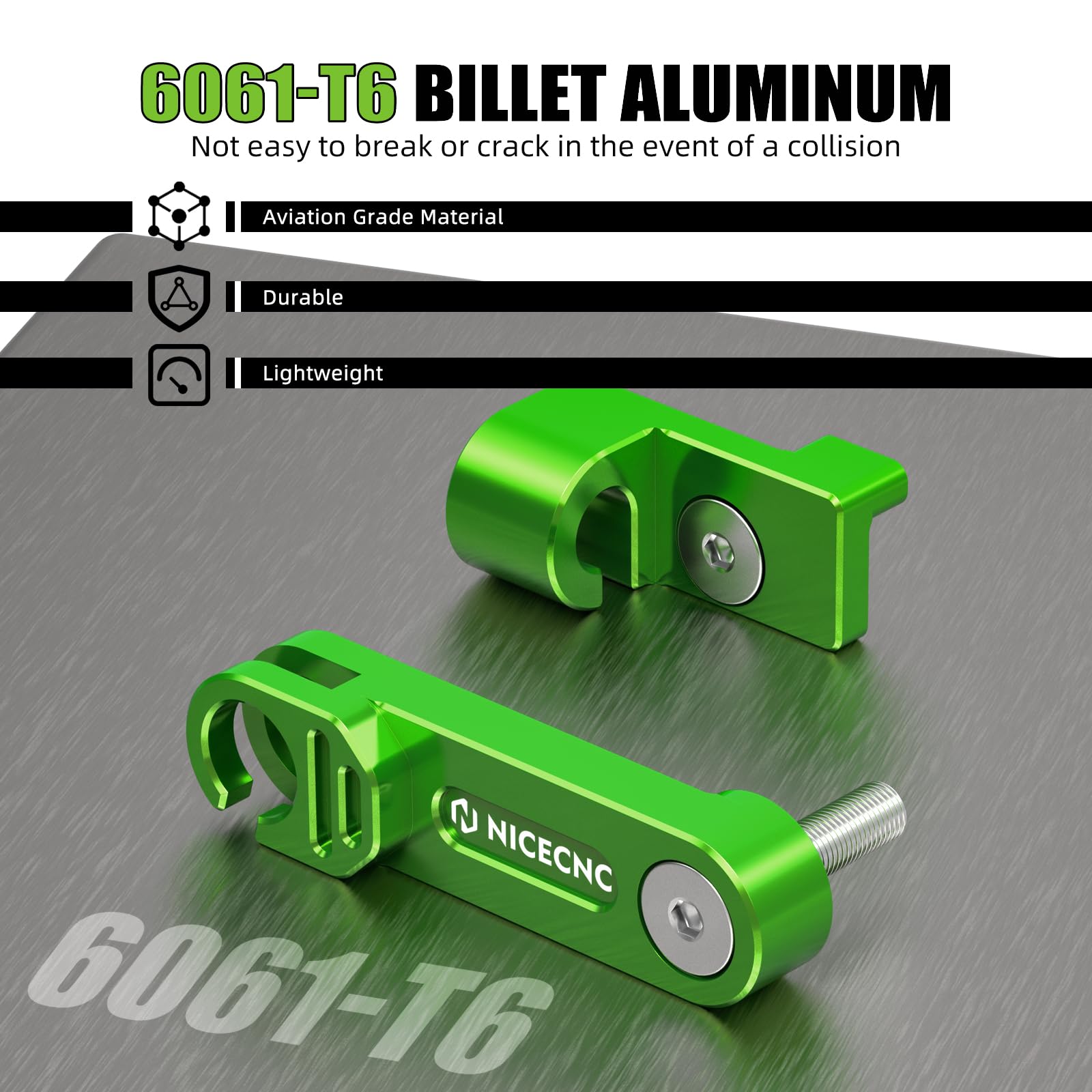 Brazo de embrague NICECNC compatible con Kawasaki KLR650 2008-2024, aluminio, verde