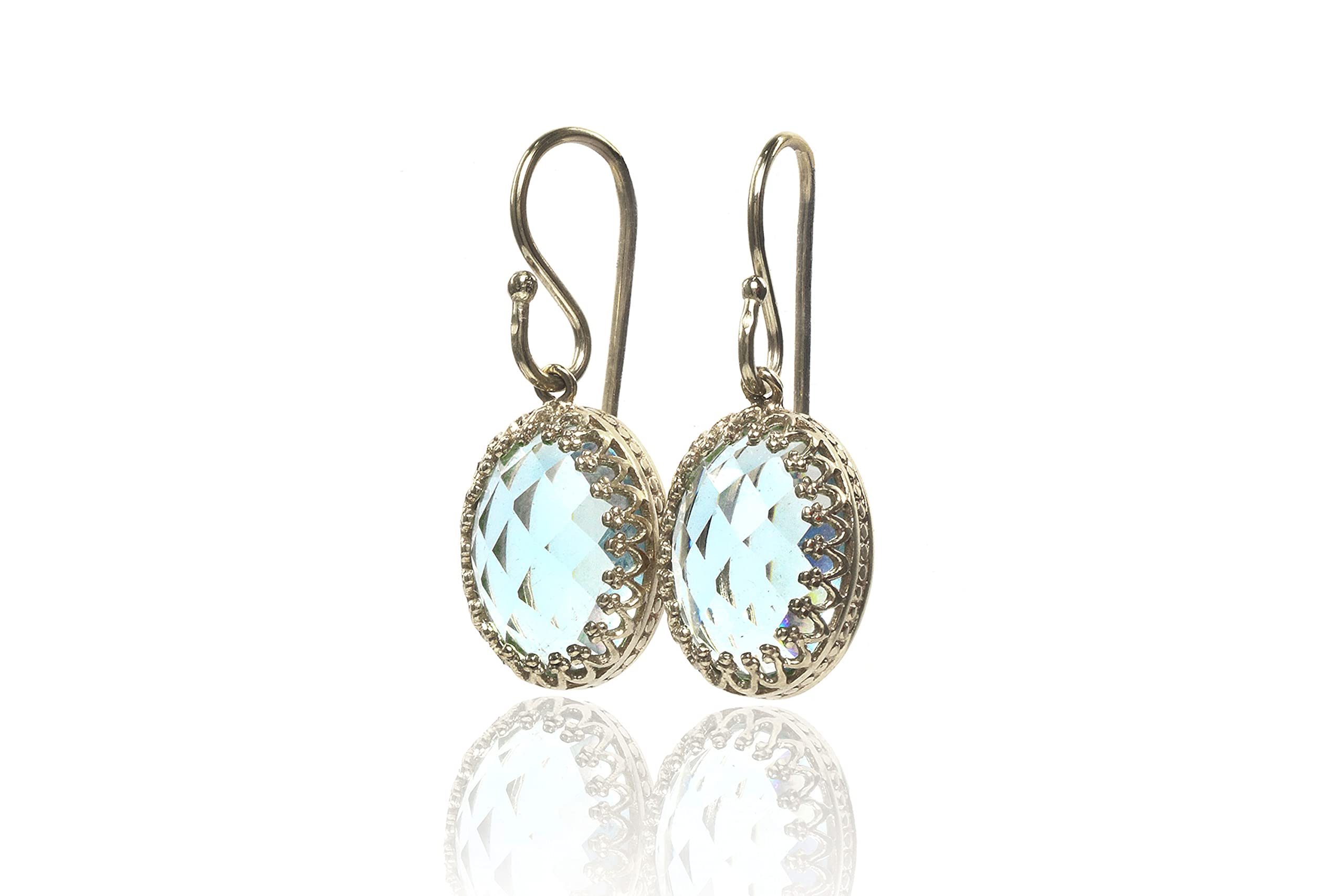 Exquisitos Pendientes Topacio Azul - Pendientes Ovalados Clásicos, Pendientes Piedras Preciosas Colgantes, Pendientes Declaración, Pendientes Novia - Elegantes Joyas Piedra Nacimiento Personalizables