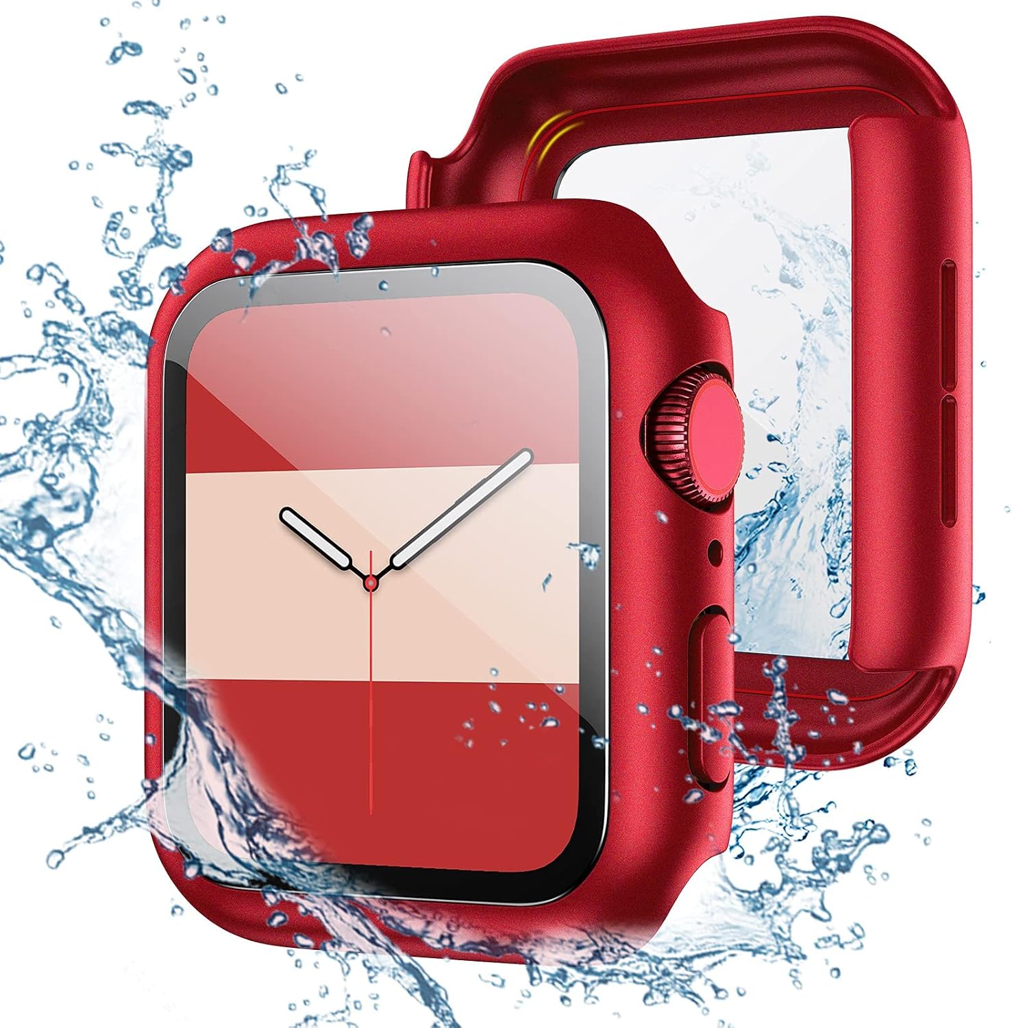 Tensea for Waterproof Apple Watch Screen Protector Case SE2 Series SE 6 5 4 44mm Accessories, iWatch Protective PC Face Cover Built-in Tempered Glass Film, Sweatproof Bumper for Women Men 44 mm