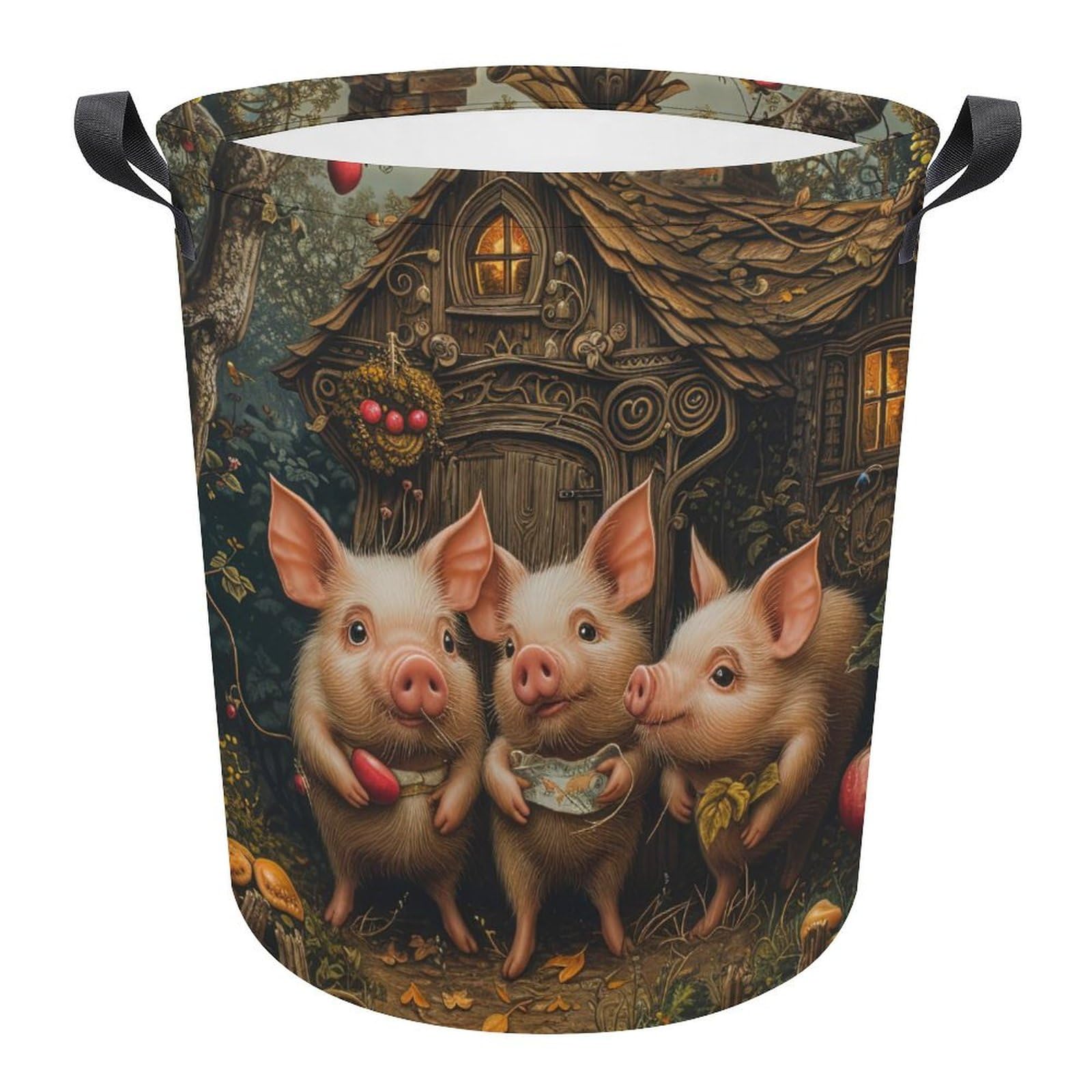 Cesta para la colada infantil de animales granja cubo de ropa sucia redondo 34x42cm