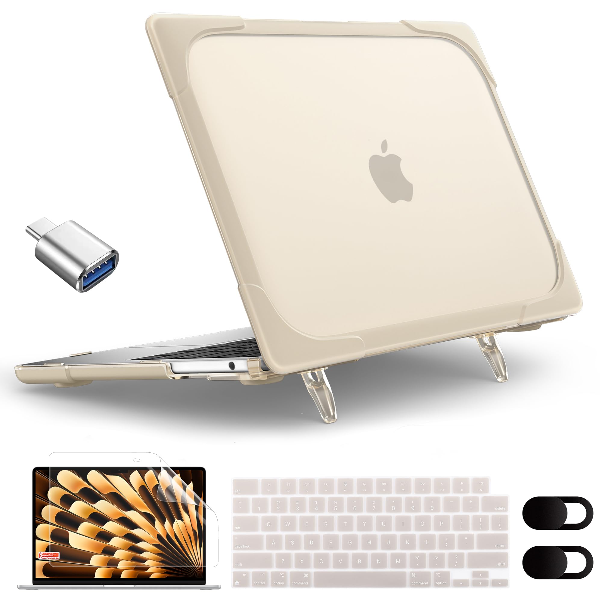 MEEgoodo Case for MacBook Air 15 inch 2025 2024 2023, Case Fit Model (A3241/A3114/A2941) with M4/M3/M2 Chip, Laptop Hard Shell with Heavy Duty Rugged