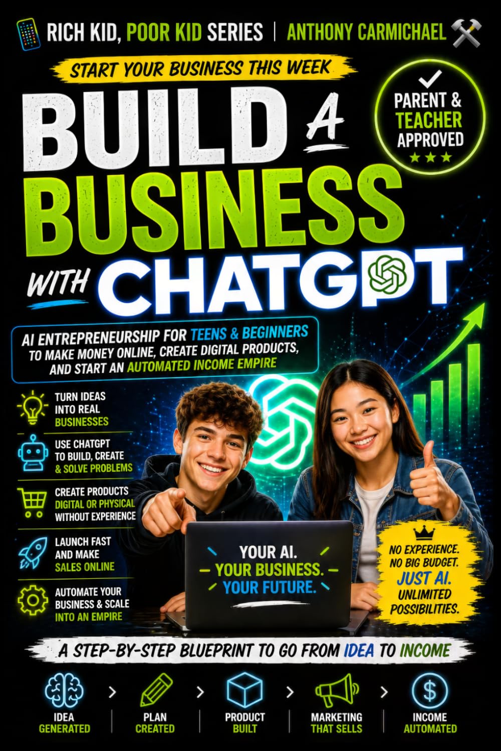 Rich Kid, Poor Kid: How to Build a Business with ChatGPT: AI Entrepreneurship for Teens & Beginners to Make Money Online, Create Digital Products, and ... Income Empire (The Rich Kid Academy Series)