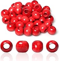 Vista 21 de 50 Piezas Cuentas de Madera Agujero Grande Cuentas de Madera para Manualidades de Macramé, Cuentas de Madera Sueltas Espaciadoras Redondas