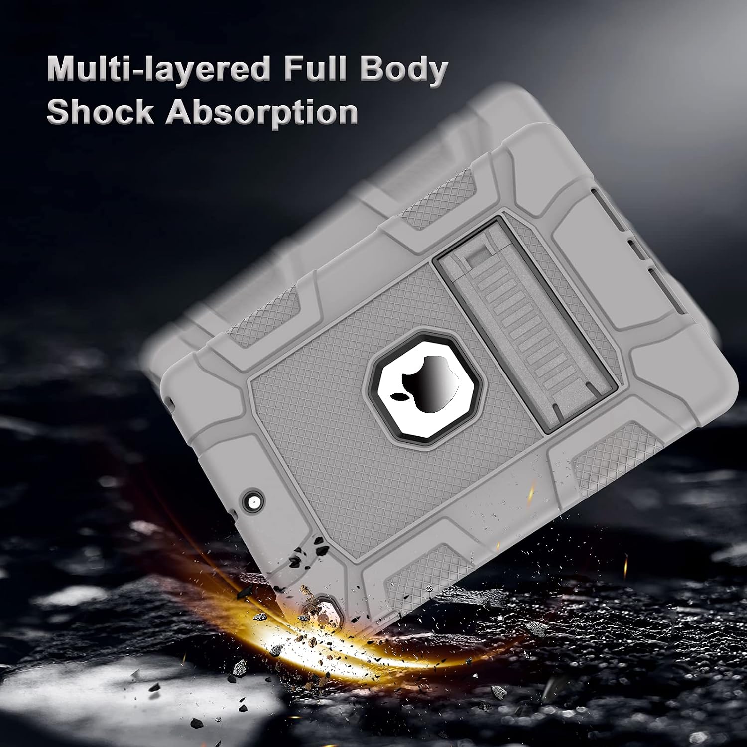 Rantice iPad 9th Generation Case, iPad 8th Generation Case, iPad 7th Generation Case, Hybrid Shockproof Rugged Drop Protection Cover with Kickstand for iPad 10.2'' 2021/2020/2019 Released(Gray+Black)