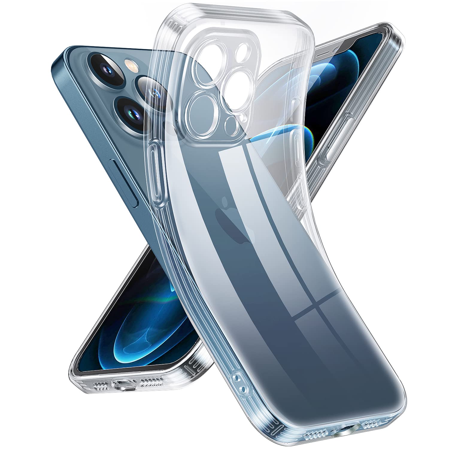 Supdeal Crystal Clear Case for iPhone 12 Pro, [Not Yellowing] [Camera Protection] [Military Grade Drop Tested] Transparent Shockproof Protective Phone