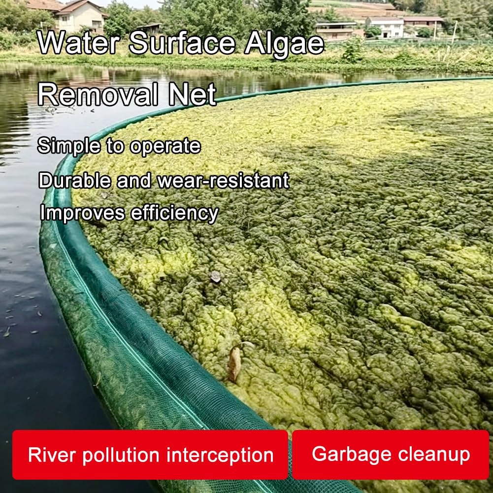 Red Recoge Hojas Limpia Estanque - Skimmer Flotante HDPE Gruesa | Malla Limpia Lagos Grande para Algas Hojas Caídas Basura, 50 CM Alto, 5 a 100 M Largo(B,25M)