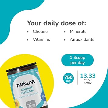 Twinlab Choline Cocktail, Brain Health Support Supplement, 13.33 oz