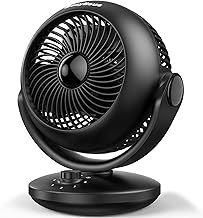 Ventilator Leise, 22dB Tischventilator sehr Leise, Fan mit 3 Geschwindigkeiten 100°+70° Verstellbare Neigung für 20m² Räume, Kraftvoll 3D Turbo Ventilatoren für Büro, Schlafzimmer, Schwarz