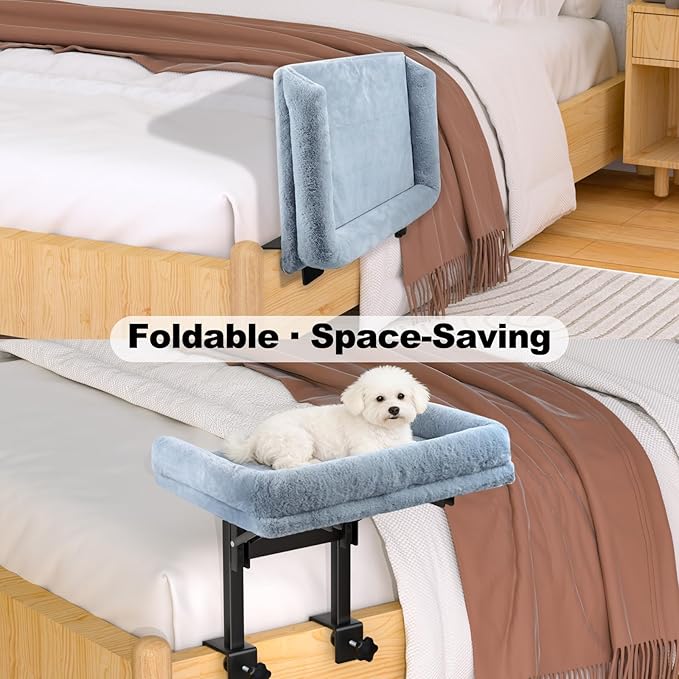 Cama Plegable para Gatos y Perros Pequeños Adjunta a la Cama, Soporta 50 lb miniatura 3