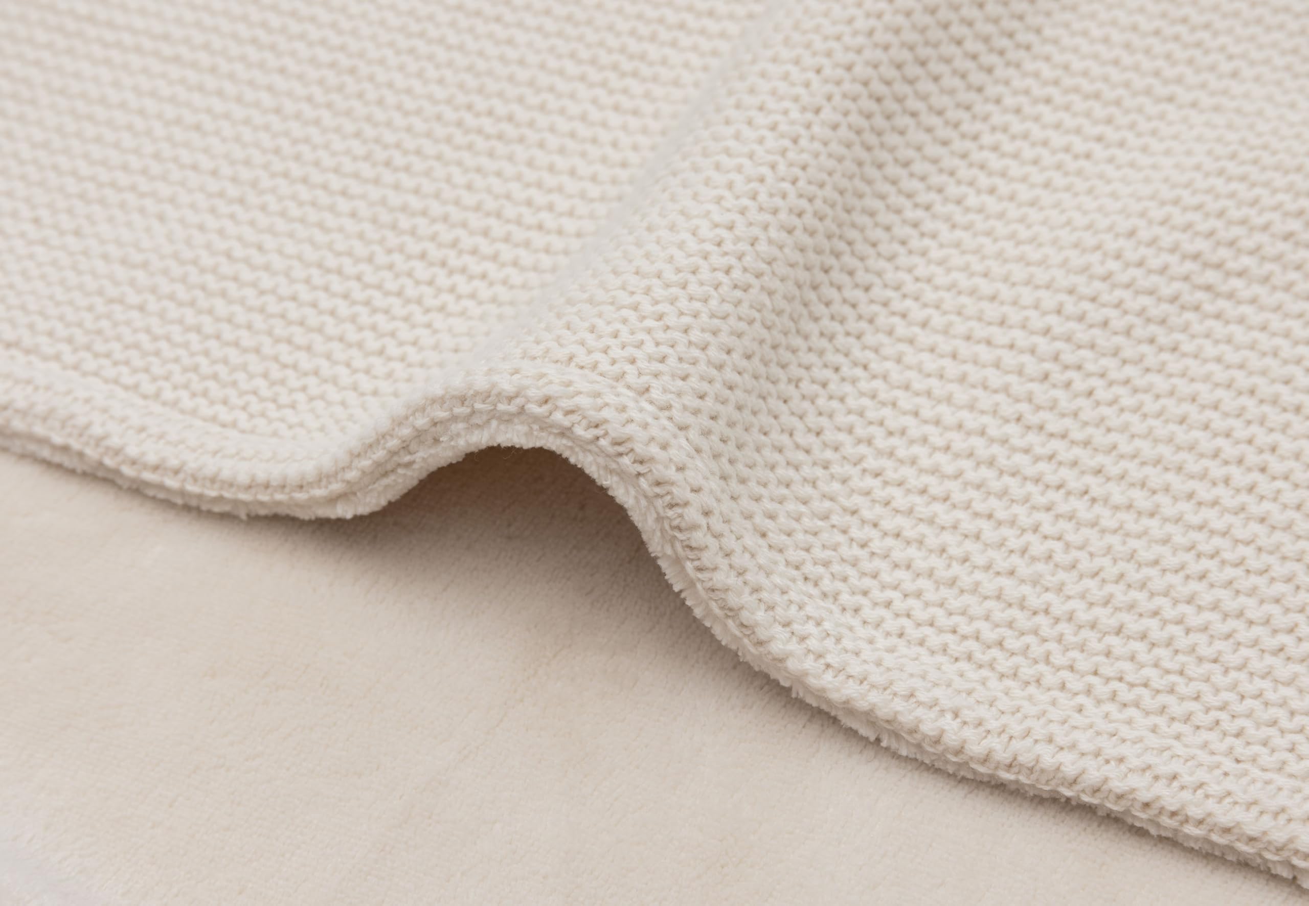 Jollein Kocyk niemowlęcy Basic Knit – Oatmeal/Velvet – 110 x 150 cm – bawełna – do łóżeczka dziecięcego – 2,0 TOG – certyfikat Öko-Tex