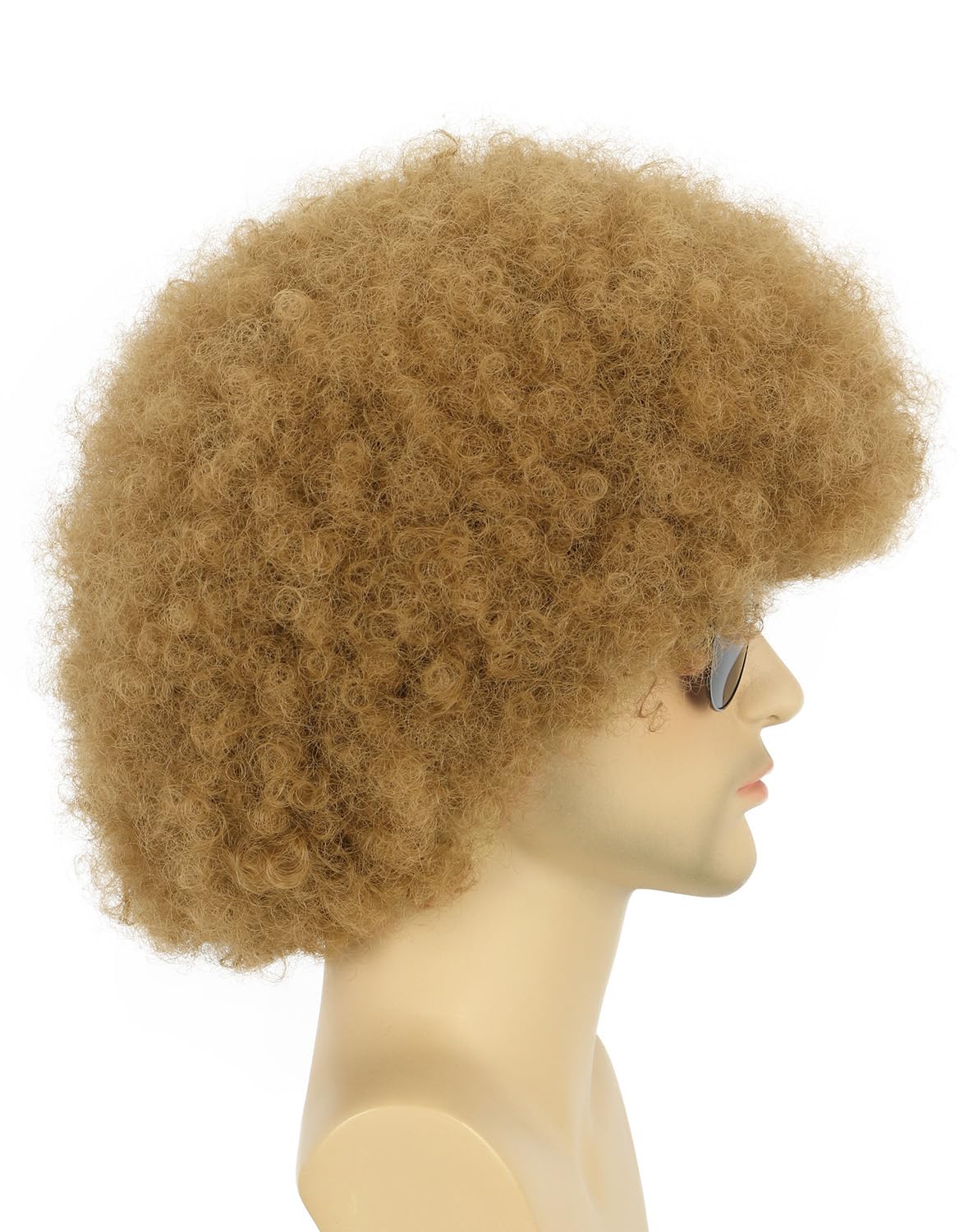 karlery Adult Men Women Afro 70s 80s Curly Light Brown Wig Rocker Party Wig California Halloween Costume Wig