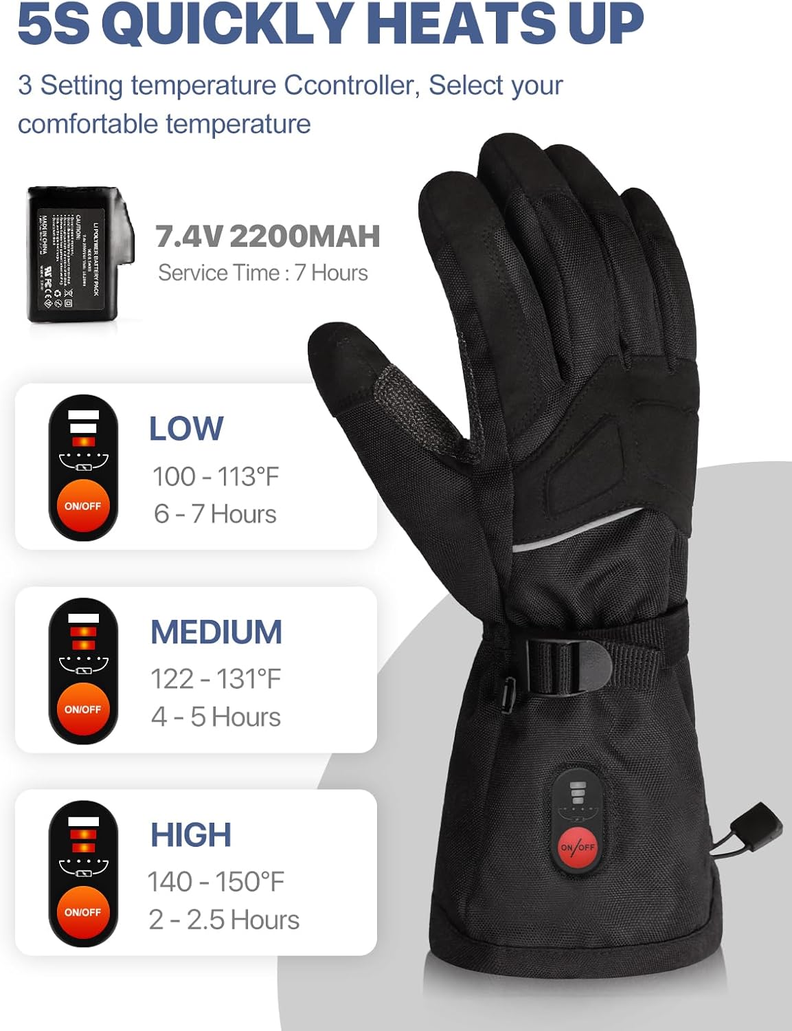 Heated Work Gloves, Rechargeable Cut-Resistant Work Gloves,Winterproof & Windproof,Smart Touch Outdoor Work Gloves