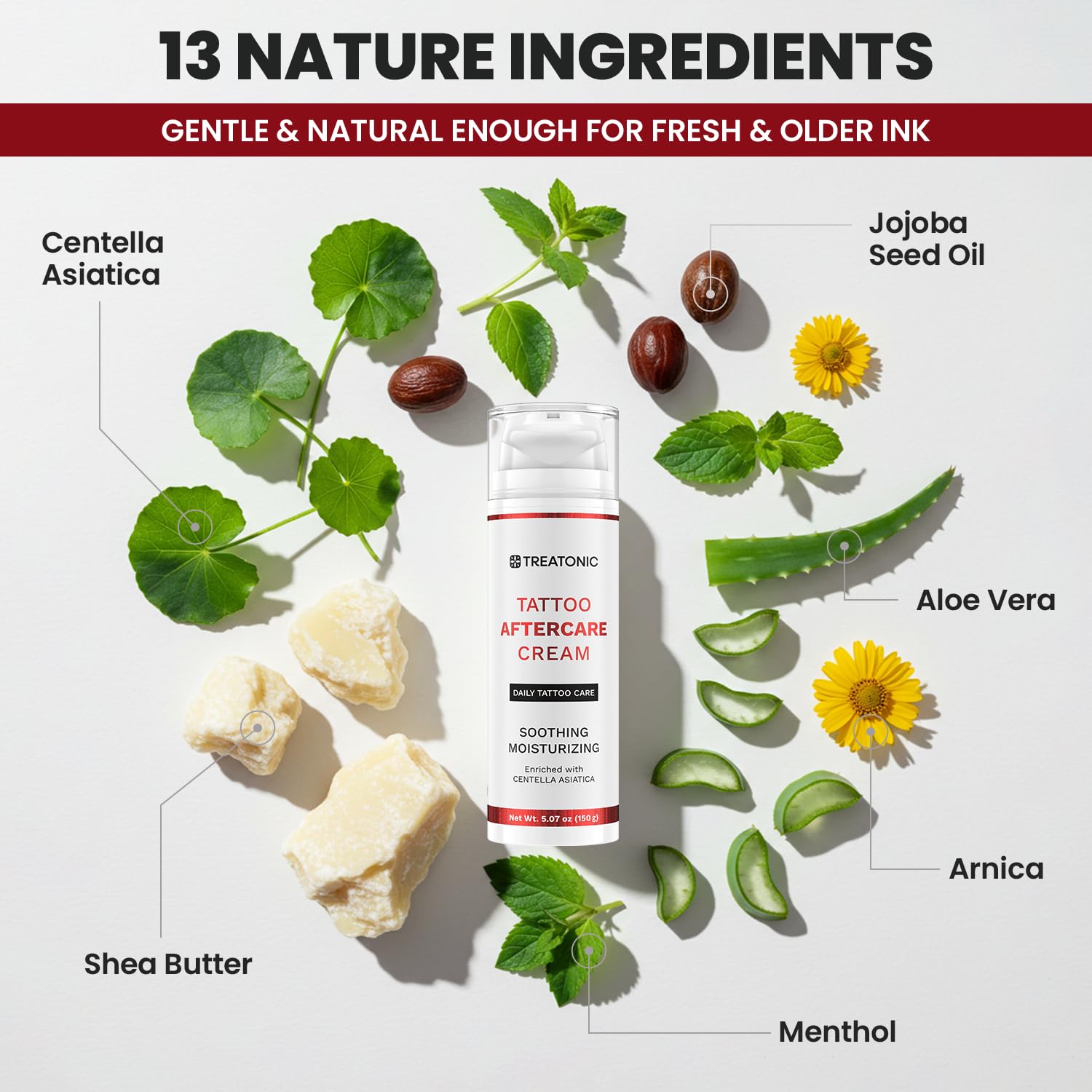 Tattoo Aftercare Cream for Soothing & Moisturizing: Healing & Soothing Aftercare Lotion for Microneedling, Microblading & Piercing - Tattoo Skin Care for New & Old Tattoos - 5 oz / 150ml - Image 4