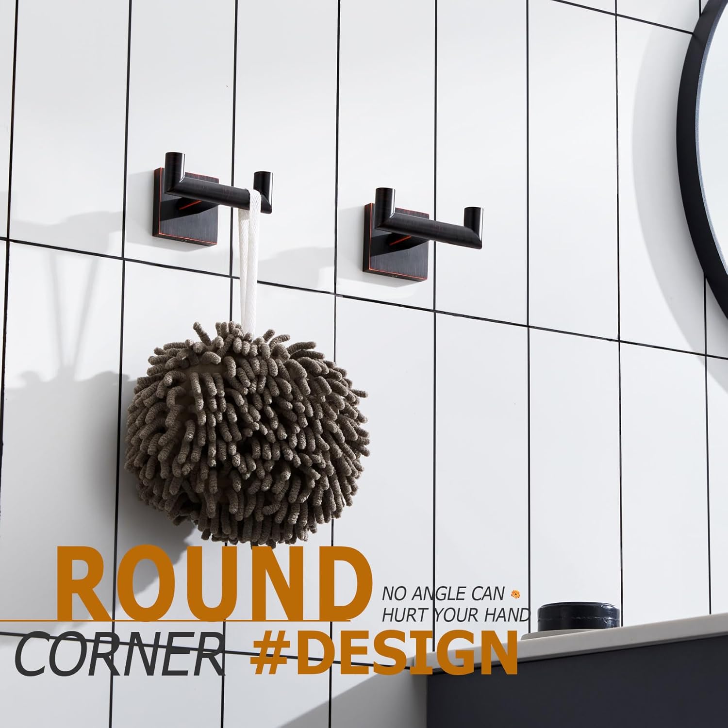 KOKOSIRI 20-Inch Bathroom Shelves Glass Floating Shelf Robe Hook Bathroom Towel Coat Hooks 2 Pack Stainless Steel Oil Rubbed Bronze B1105ORB-L20+B1015ORB-P2