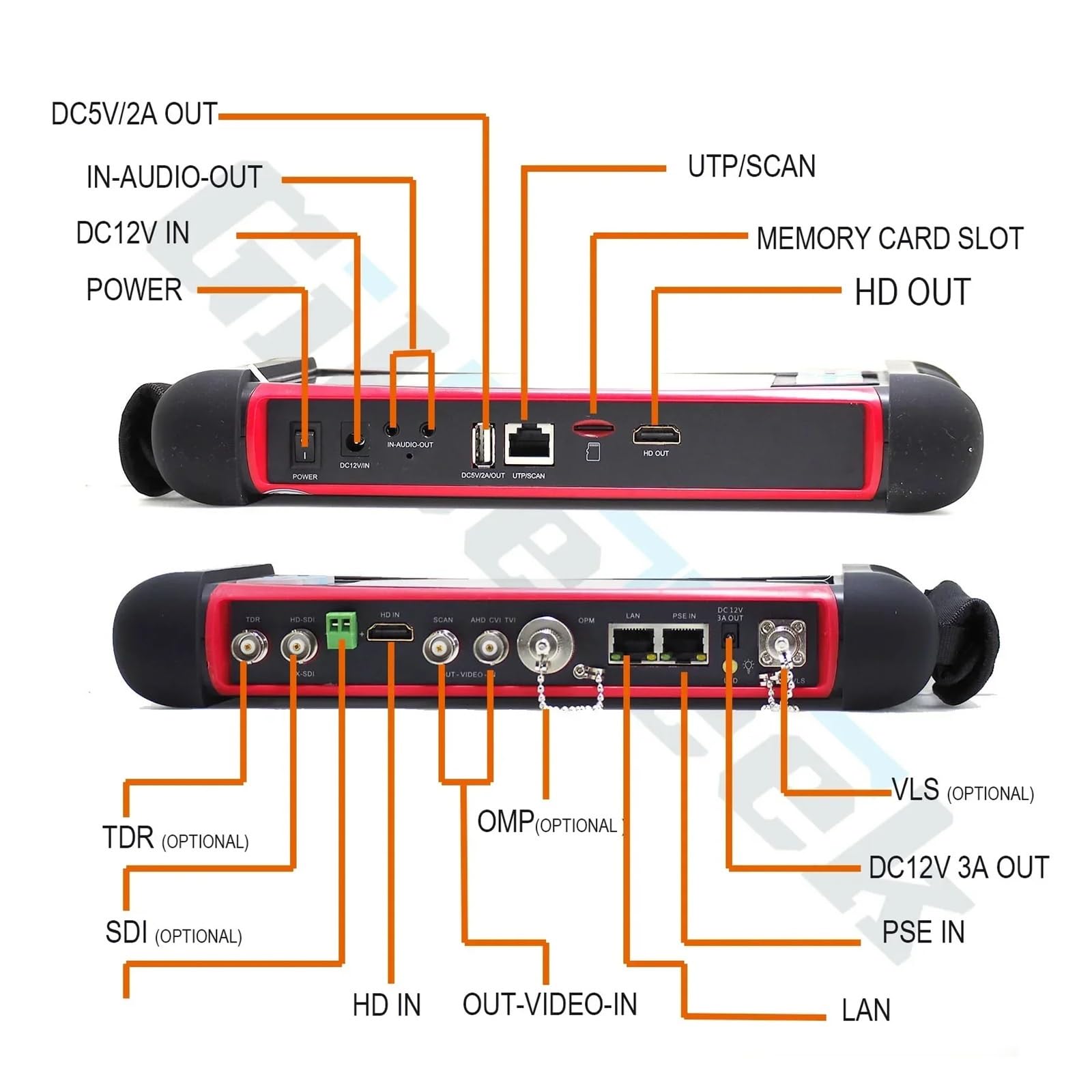 X7 IPC Tester Monitor H.265 4K 8MP TVI CVI AHD SDI CVBS IP CCTV con TDR, tracciatore di cavi, multimetro digitale Strumento di prova(X7)