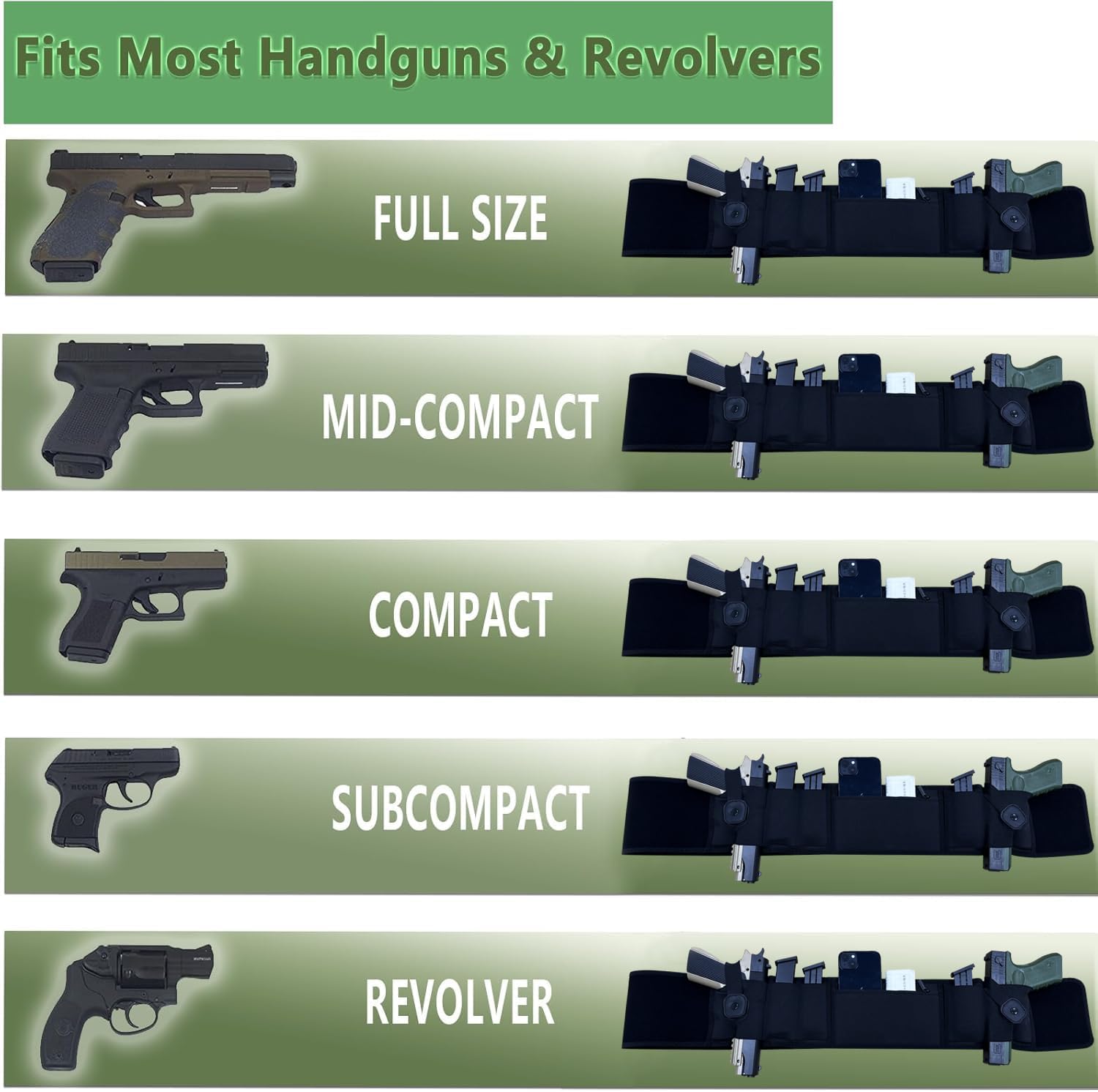 3-in-1 Holster – Comfortable, Breathable Neoprene Waistband, Fits Glock, Smith & Wesson, Taurus, Ruger, and More, Ideal for Most Pistols and Revolvers - for Men and Women - Image 6