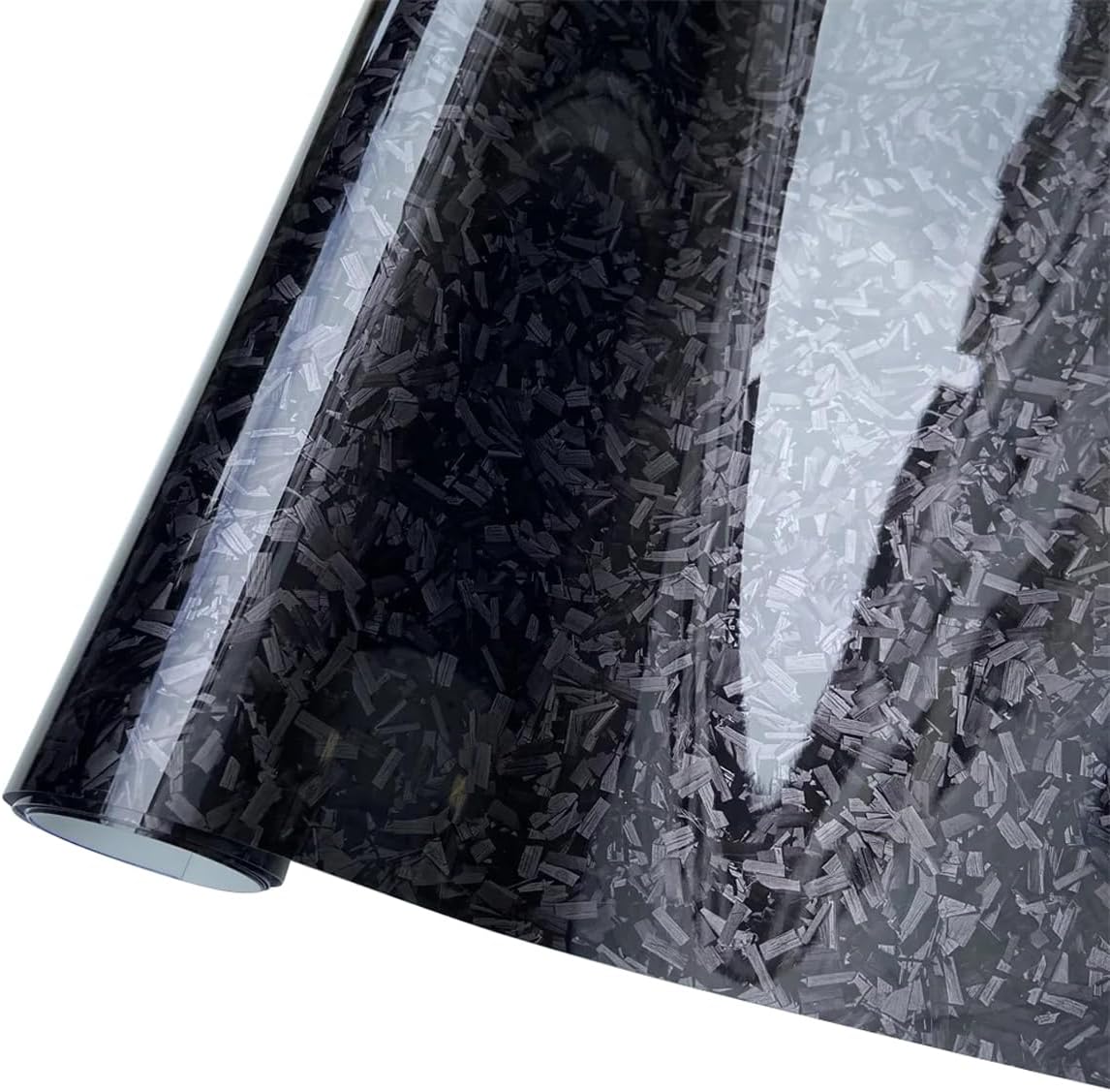 Queenbox 1.6ft x 5ft Forged Carbon Fiber Car Vinyl Wrap Roll Self Adhesive Auto Sticker DIY Film Sheet, Glossy Black