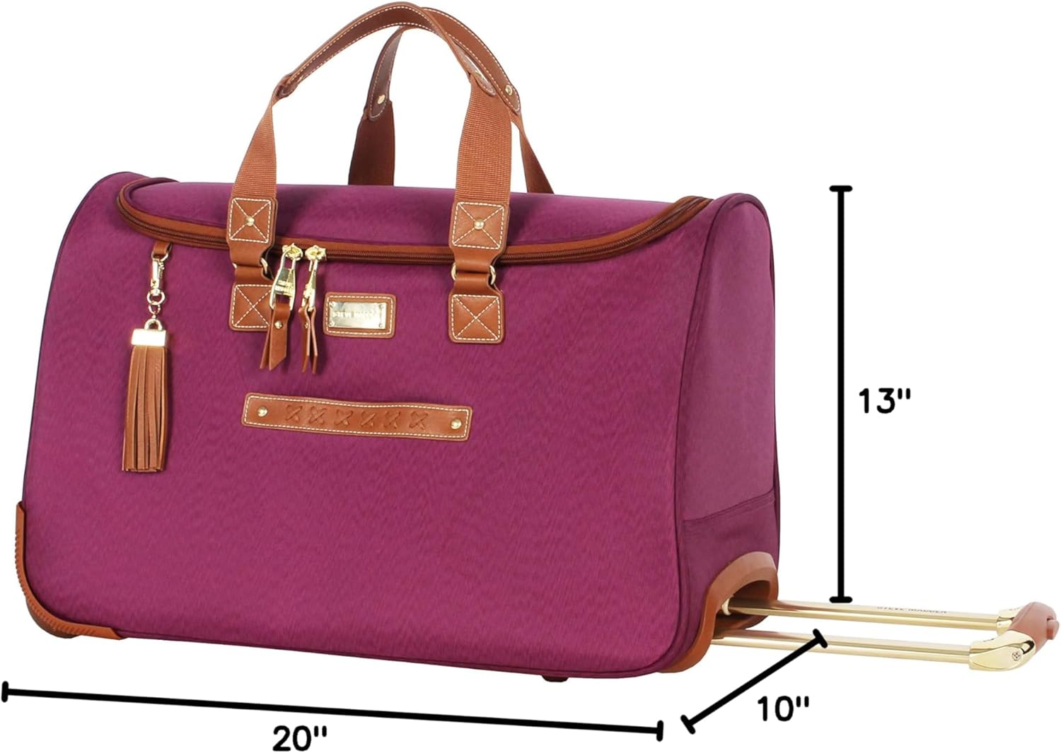Steve Madden Designer Carry On Luggage Collection - Lightweight 20 Inch Duffel Bag- Weekender Overnight Business Travel Suitcase with 2- Rolling Spinner Wheels (Global Purple) - Image 6