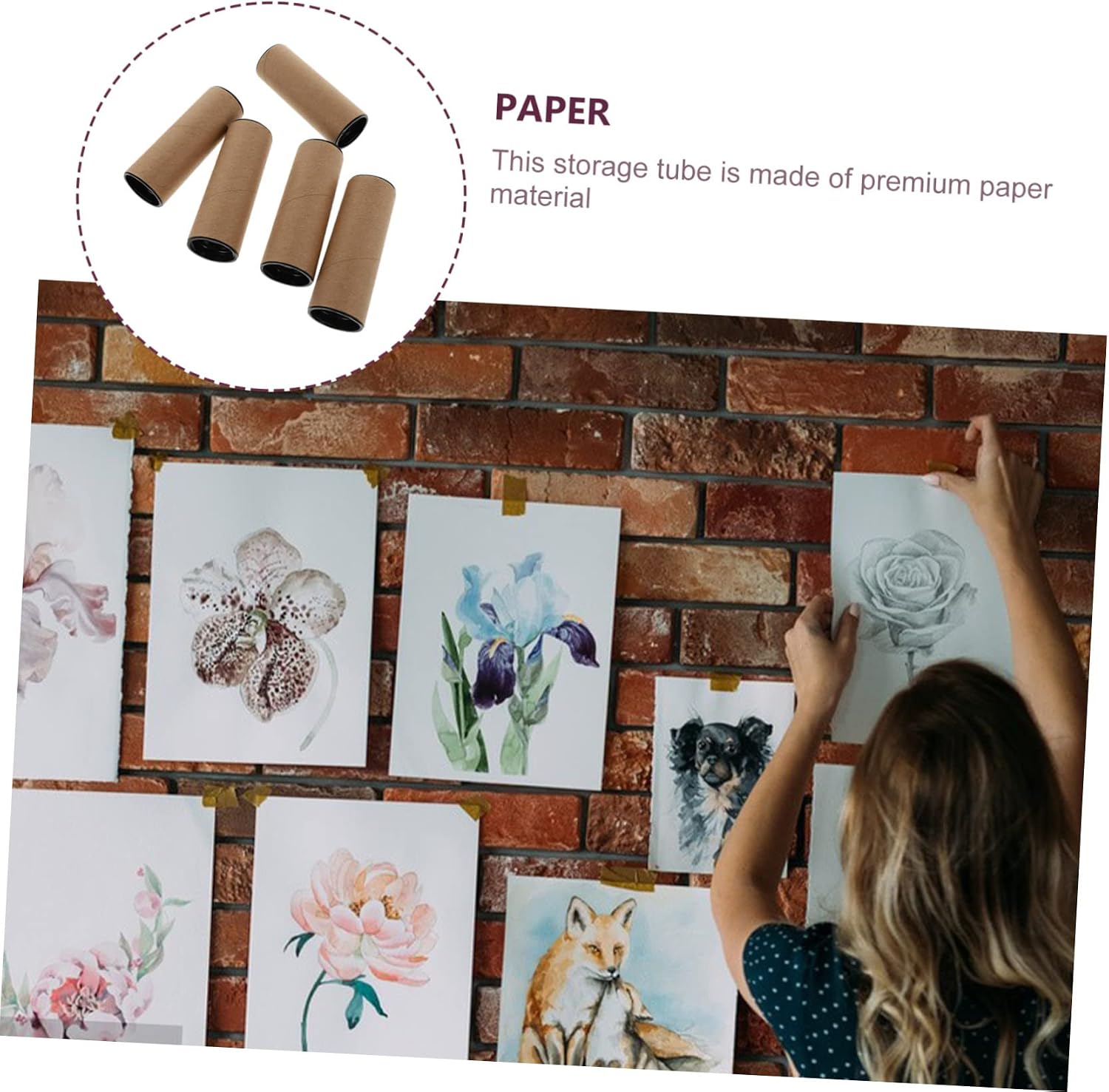 KICHOUSE 5pcs round Paper Tube for Artwork Storage and Transport