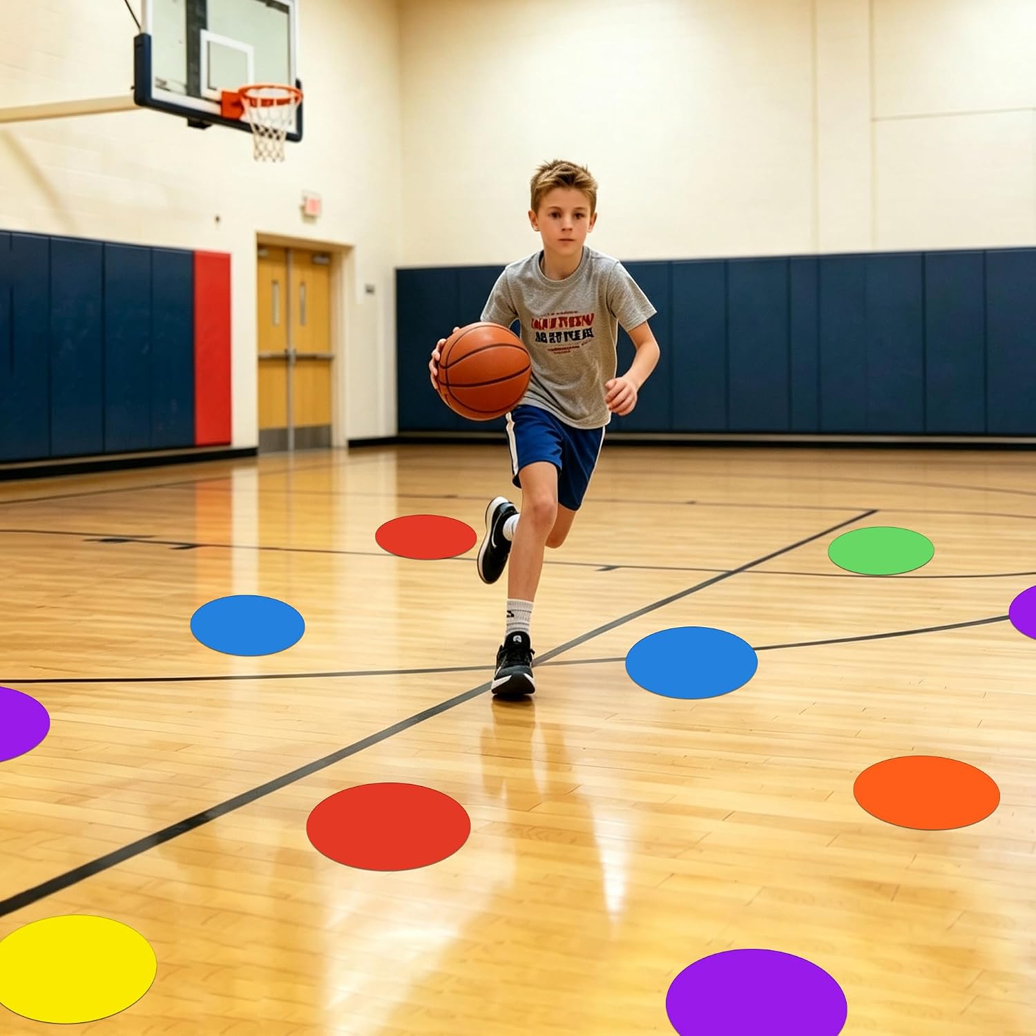 Poly Spots 9 Inch 9 Colors Flat Cones Non-Slip Spot Markers for Gym Floor