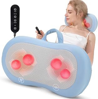 Cordless Back Massager with Heat Neck Massager for Pain Relief Deep Tissue Shiatsu Back Gifts for Women Man Massage Pillow for Muscle Relax on Shoulders Legs Foot Birthday Gifts For Women men blue