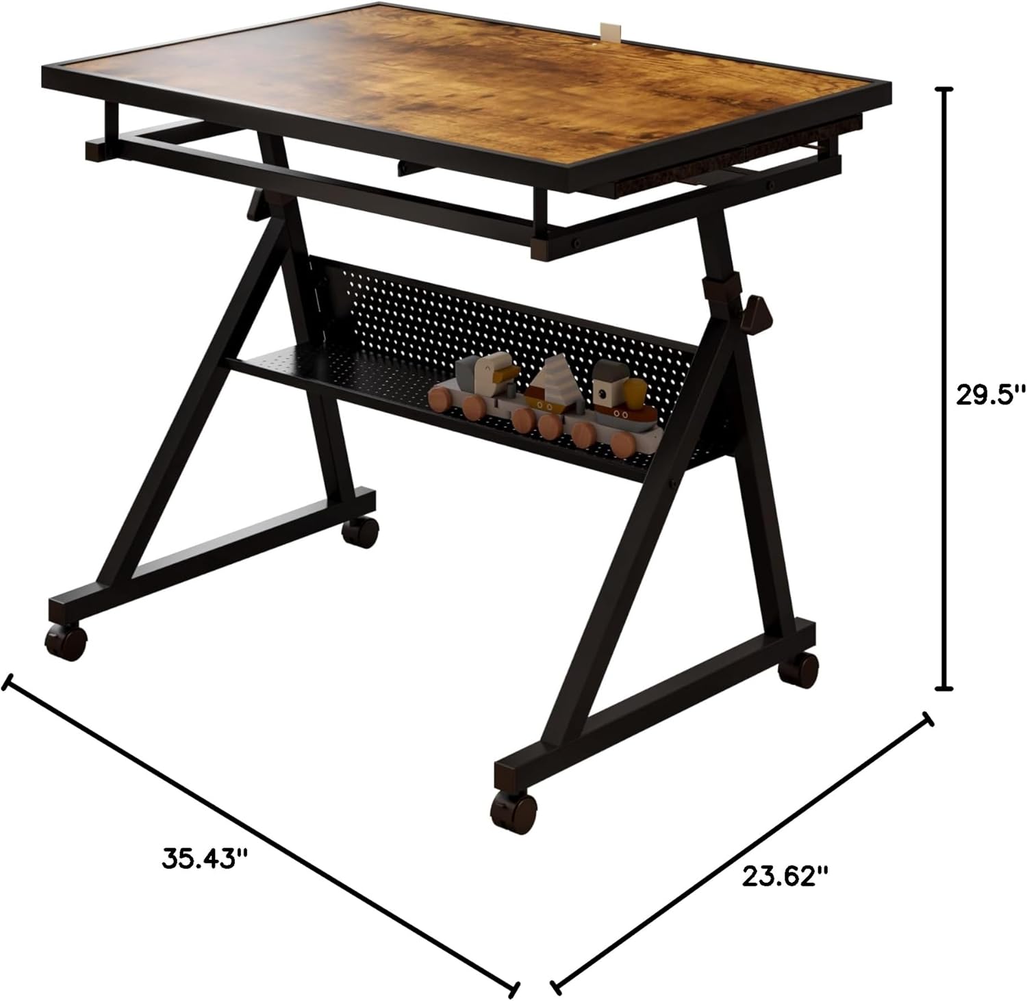 Adjustable Jigsaw Puzzle Table, with 4 Metal Storage Layer Board, Can Be Adjusted 0-75 Degrees, 4 Universal Wheels & Lockable Rolling CastersPortable, Portable Puzzle Table for 1500 Pieces(Black)