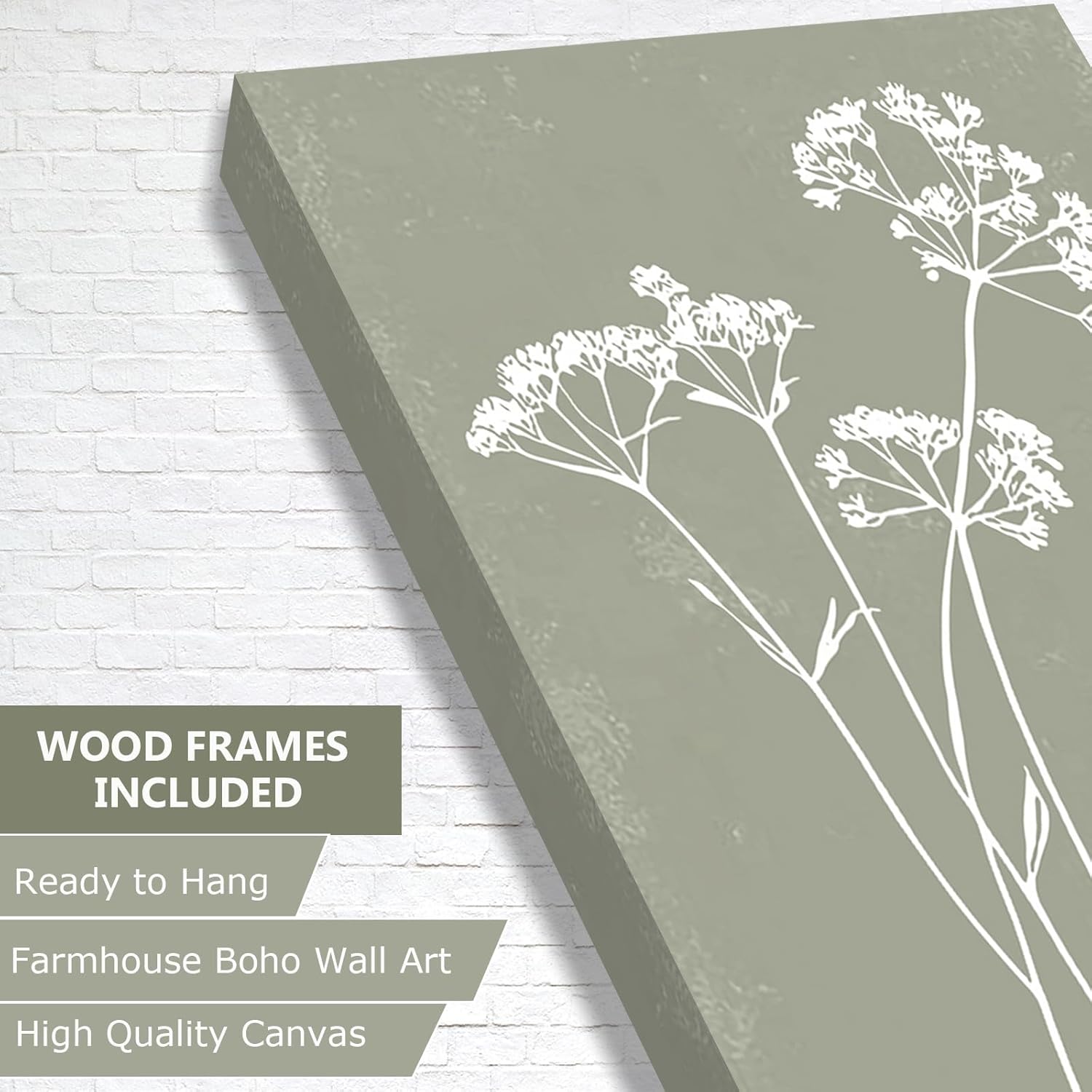 Framed Farmhouse Flower Pictures Wall Art, Nature Floral Pictures Wall Decor, Boho Botanical Wall Art for Bedroom Bathroom Kitchen Living Room Home (Framed, 8x10in, Set of 6)