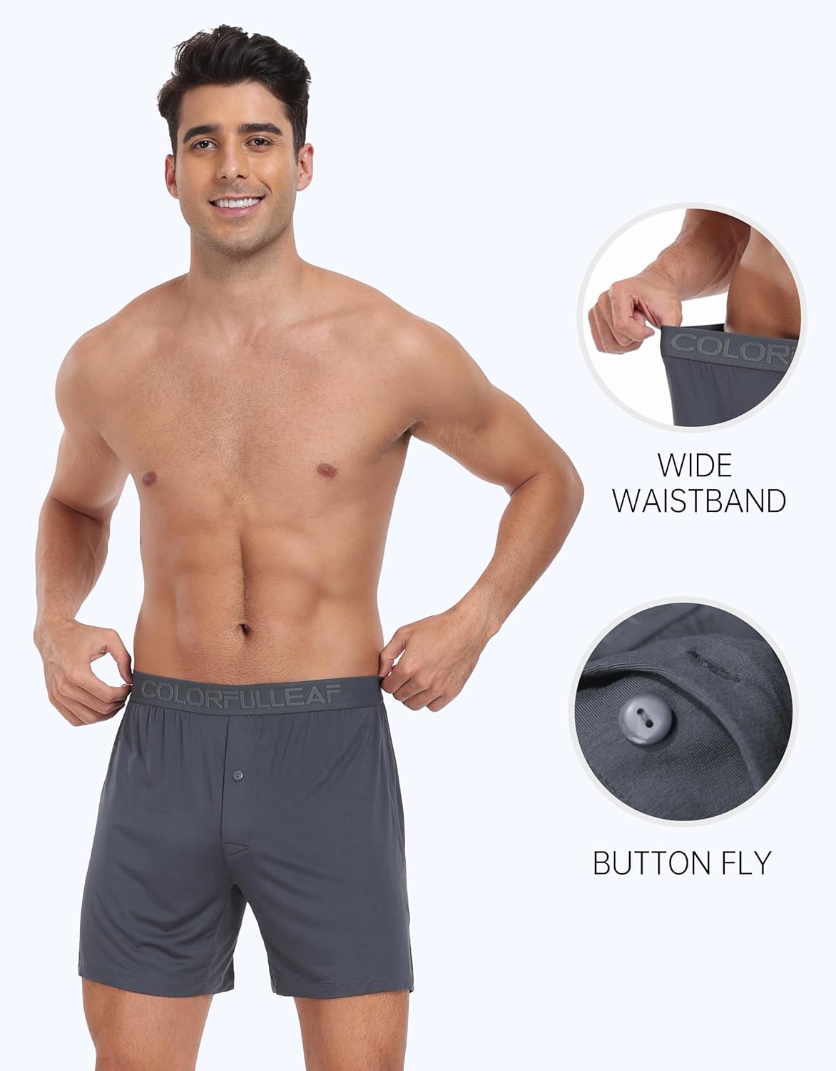 COLORFULLEAF Men's Boxer Shorts Underwear Soft Rayon Made from Bamboo Boxers for Men Packs Relaxed Sleep Shorts - Image 3