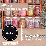 540 Pcs 1.4inch Spice Jar Label Stickers 378 Preprinted and 162 Blank Waterproof Seasoning Jar Labels Pantry Round Blank Kitchen Condiment Chalkboard Labels for DIY Bottles Containers Mason Jars