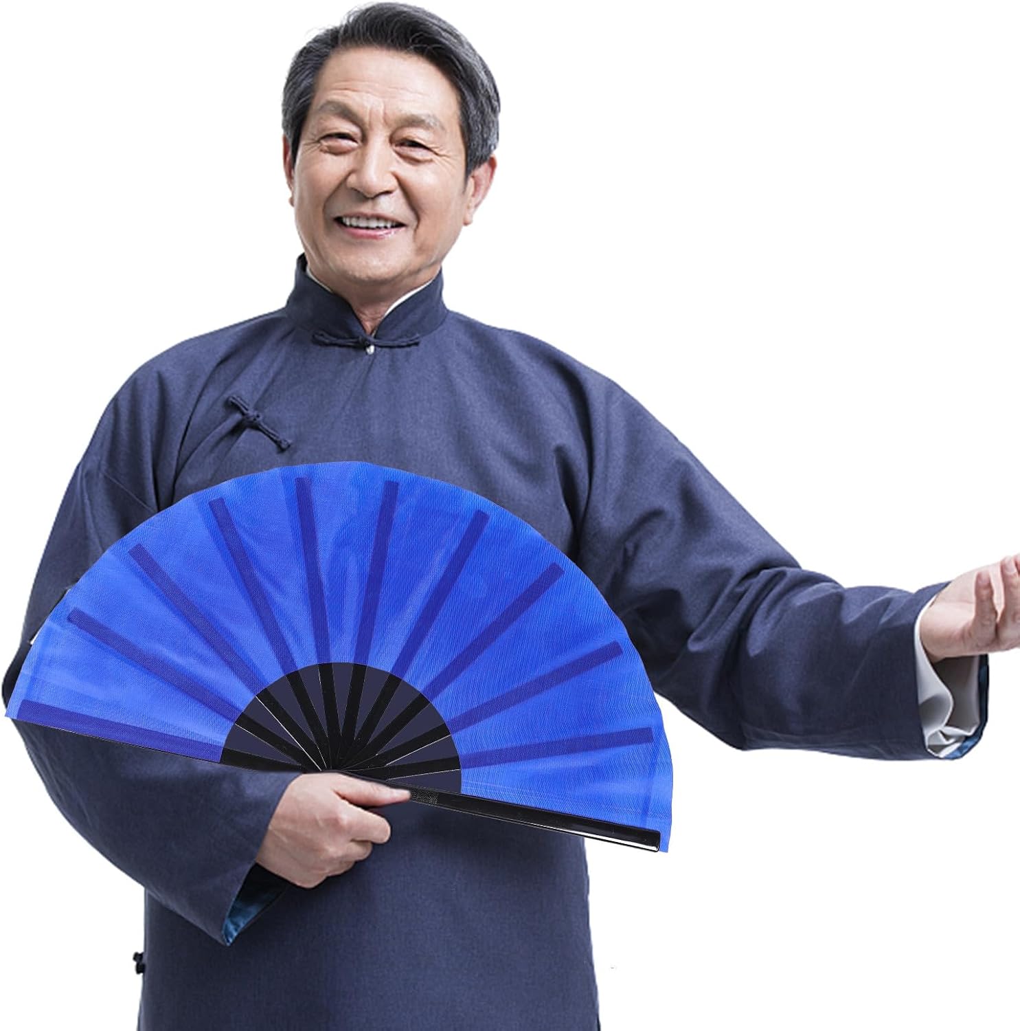 MAGICLULU 4pcs Folding Tai Chi Fans Set, Chinese Style Kung Fu Performance Dancing Fans, Portable Lightweight Handheld Festival Props for Martial Arts and Stage Shows, Mixed Blue, Red,
