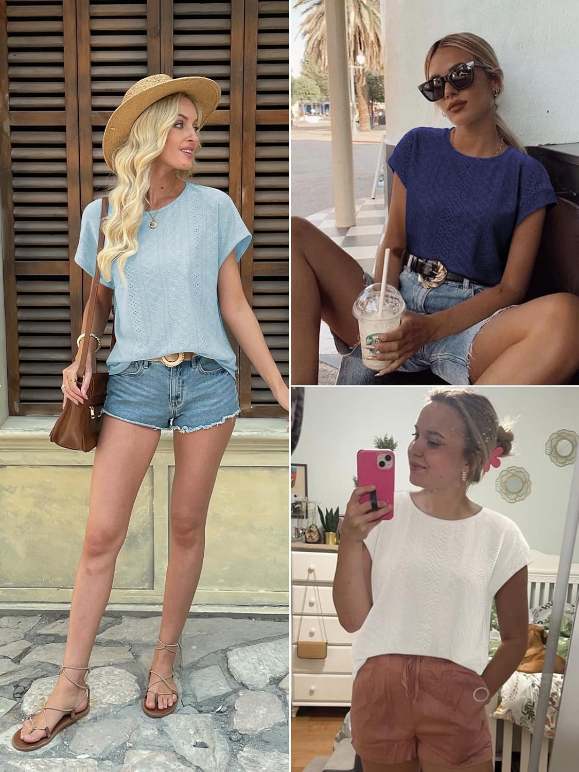 ATHMILE Tops for Women Trendy Short Sleeve Shirts Dressy Casual Cap Blouses with Curved Hem Summer Clothing - Image 5